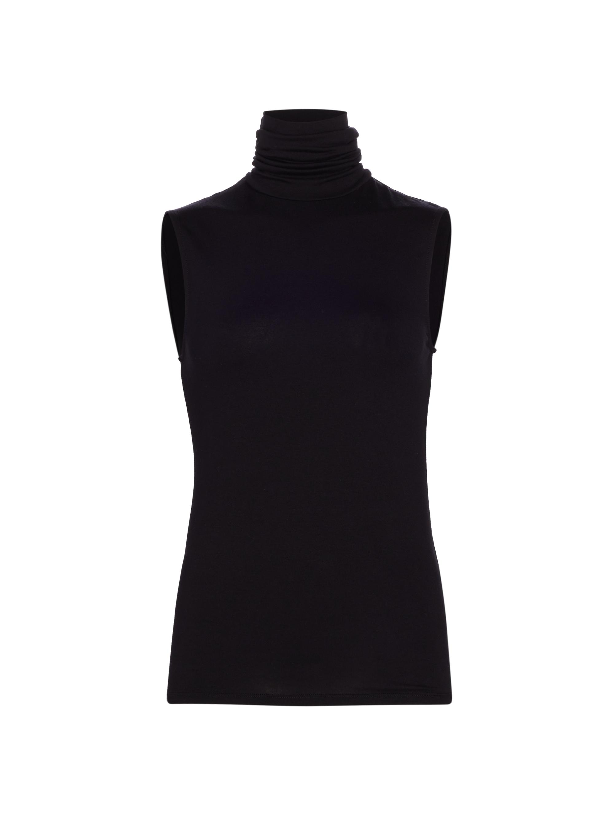 Majestic Filatures Women's Soft Touch Sleeveless Turtleneck - Noir