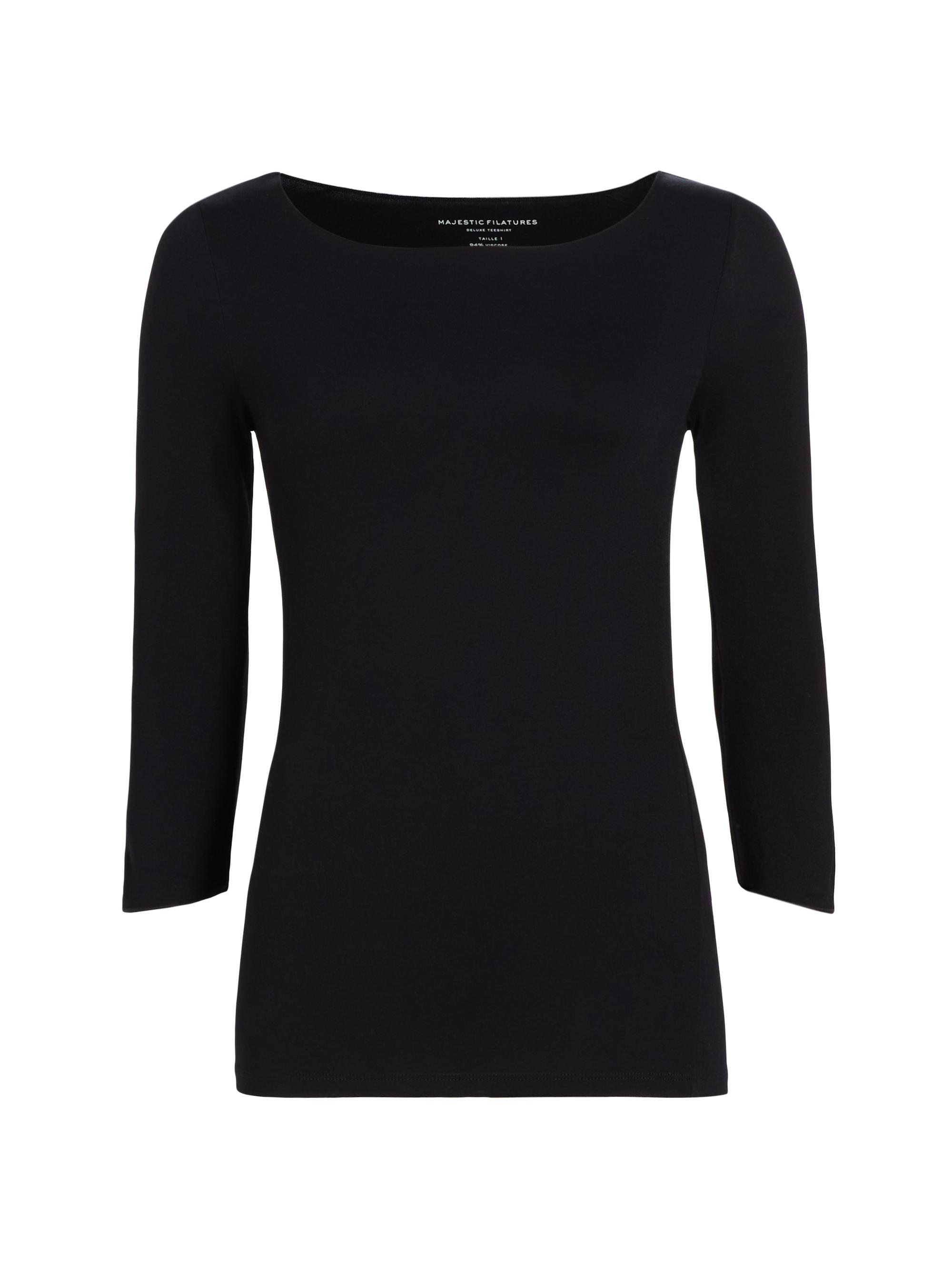 Majestic Filatures Women's Merrow Soft Touch Boatneck Top - Noir
