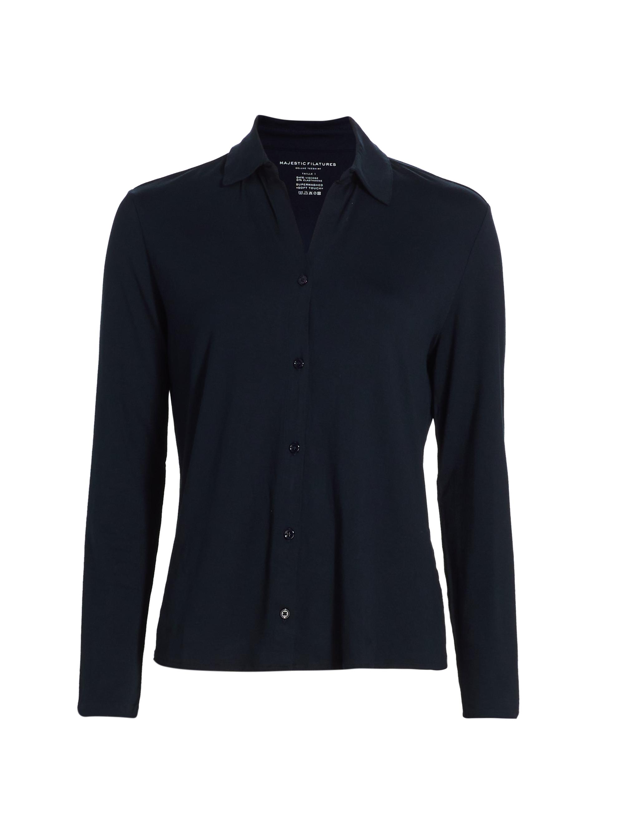 Majestic Filatures Women's Soft Touch Button-Up Shirt - Marine