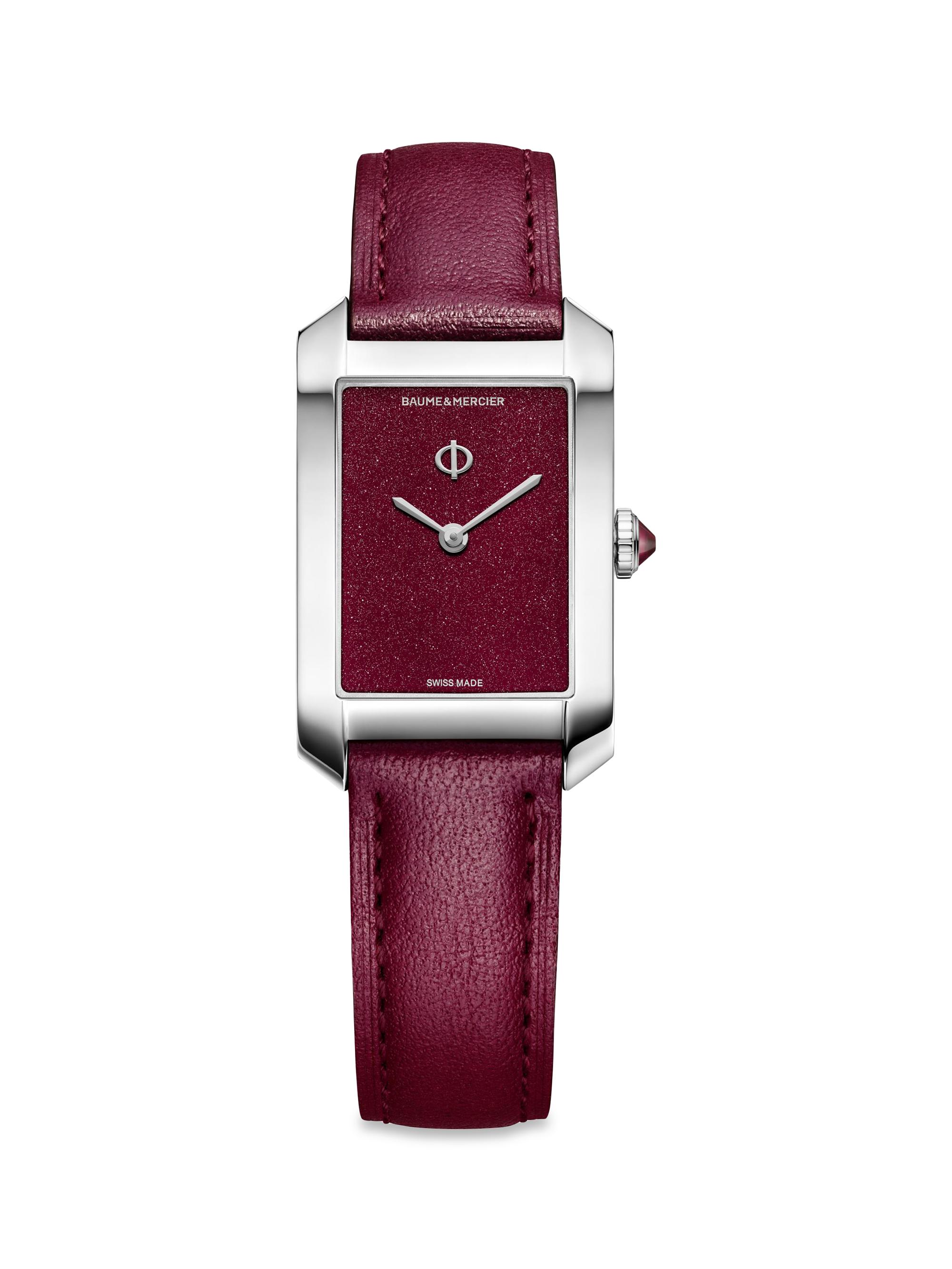 Baume & Mercier Women's Hampton Stainless Steel & Leather Watch - Burgundy
