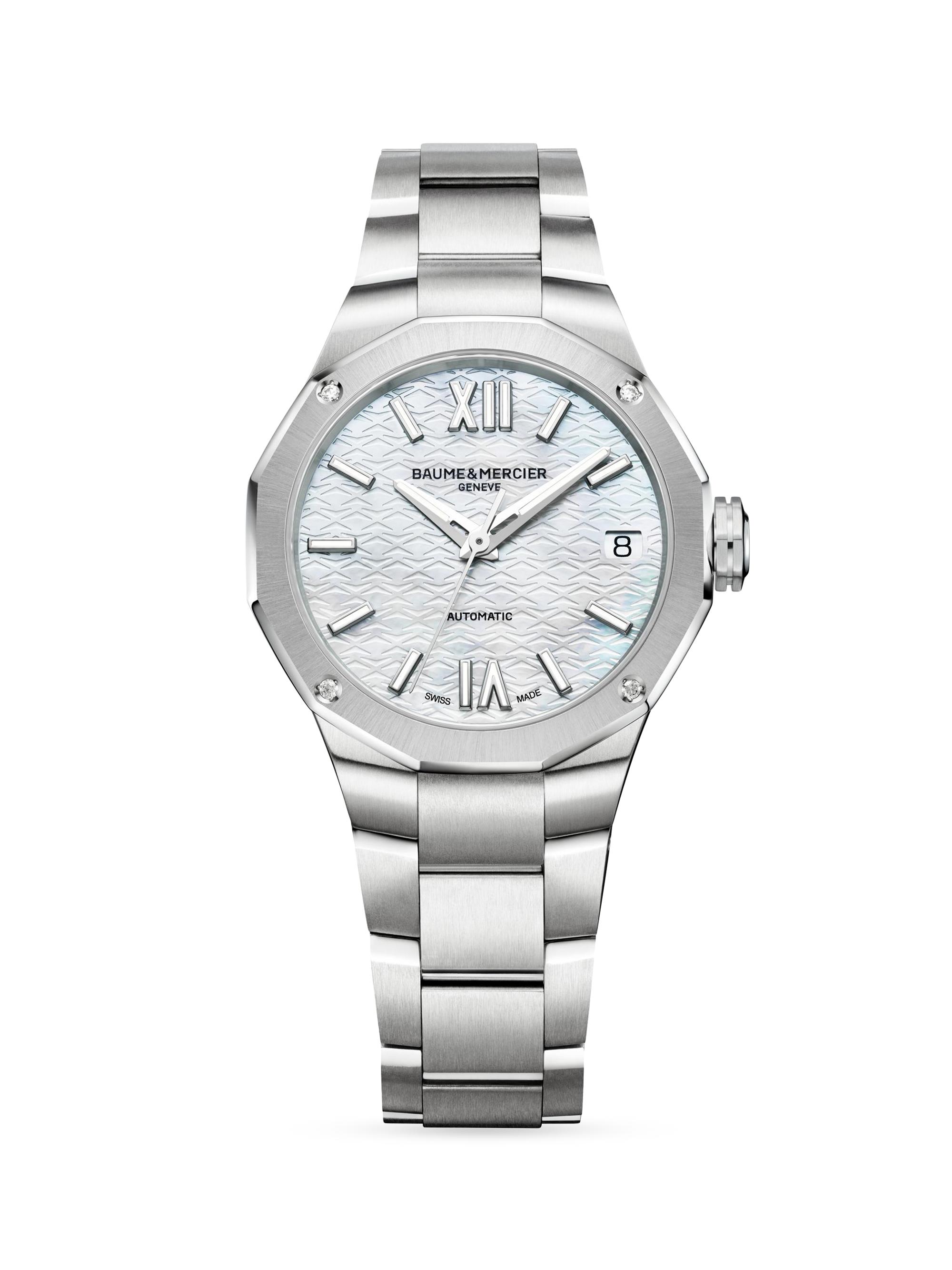 Baume & Mercier Women's Riviera Stainless Steel, Mother-Of-Pearl & Diamond Bracelet Watch - Steel