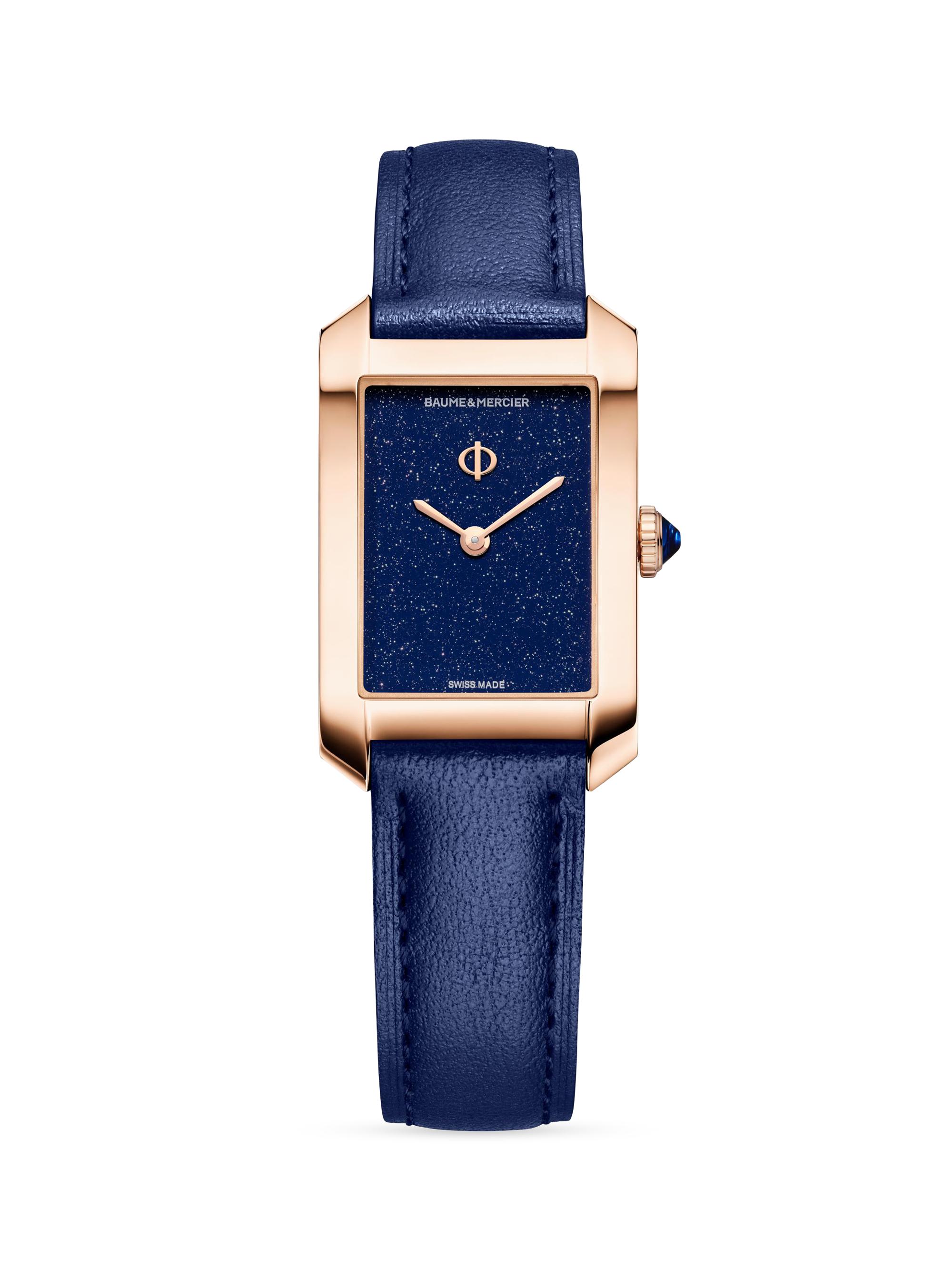 Baume & Mercier Women's Hampton 18K Rose Gold & Leather Watch - Blue