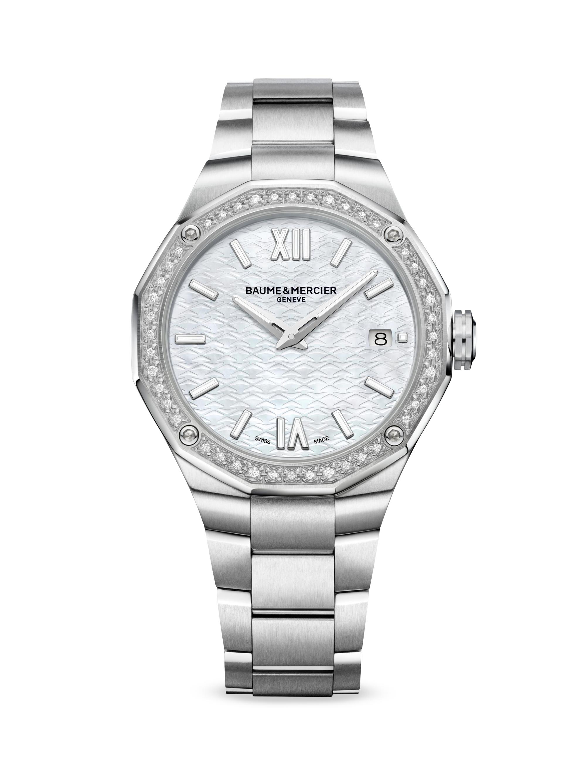 Baume & Mercier Women's Riviera Stainless Steel, Mother-Of-Pearl & Diamonds Watch - Steel