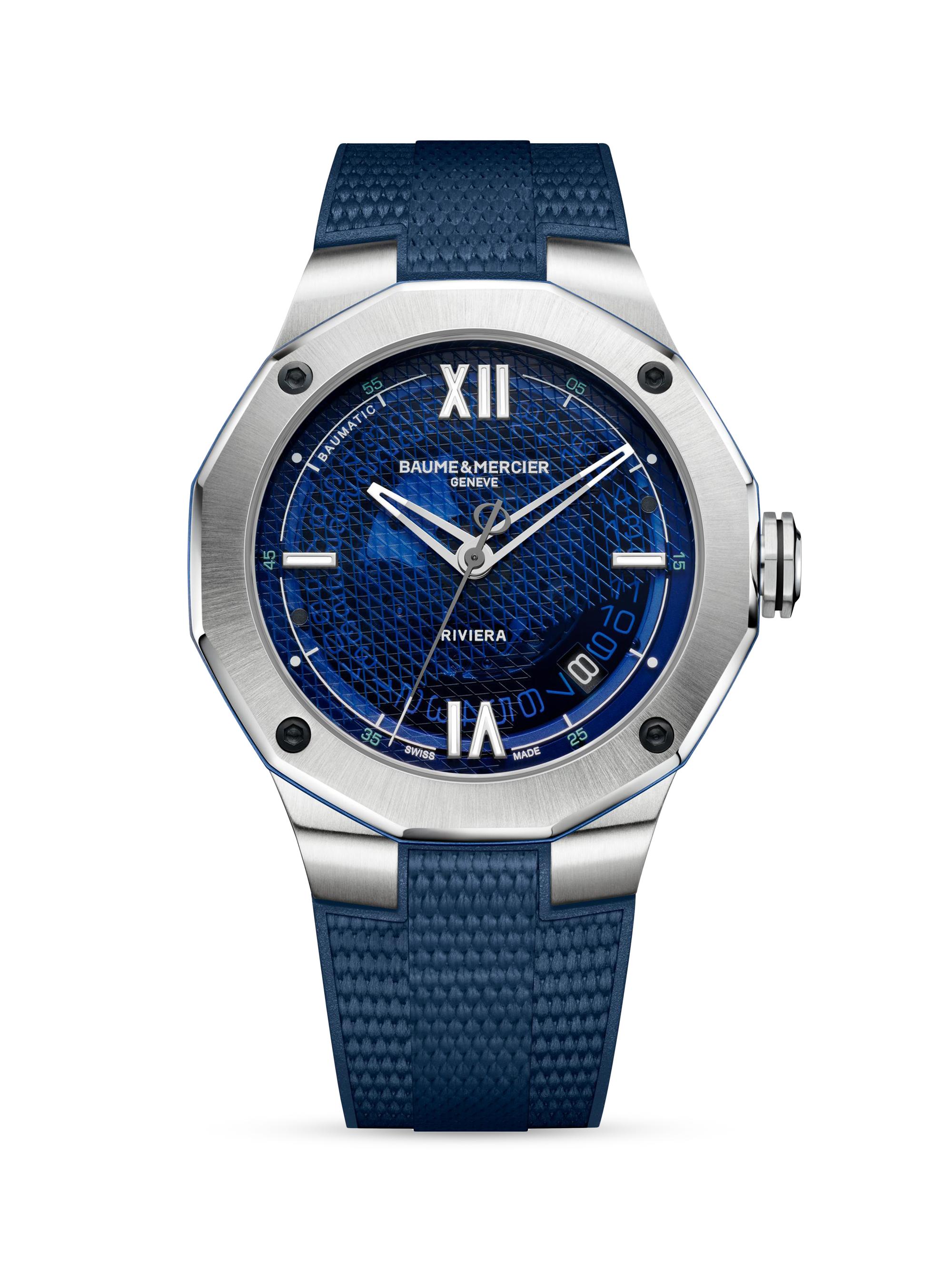 Baume & Mercier Men's Riviera Stainless Steel & Rubber Watch - Blue