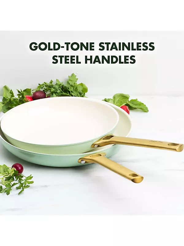 GreenPan Reserve Hard Anodized Healthy Ceramic Nonstick 10 and 12 Frying  Pan Skillet Set, Gold Handle, PFAS-Free, Dishwasher Safe, Oven Safe, Julep