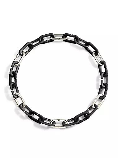 Mon Jeu Black Titanium & 18K White Gold Oval-Link Chain Necklace