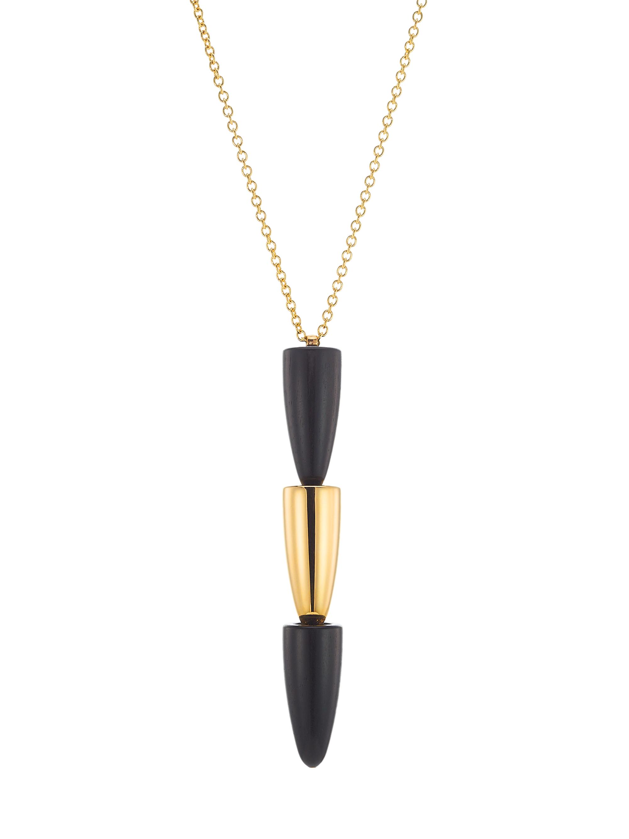 Vhernier Women's Calla 18K Rose Gold & Ebony Pendant Necklace - Yellow Gold
