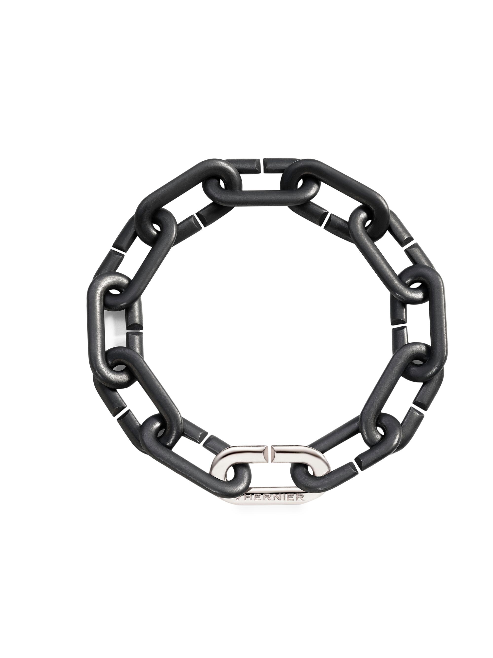 Vhernier Women's Mon Jeu Black Titanium & 18K White Gold Oval-Link Chain Bracelet - Black