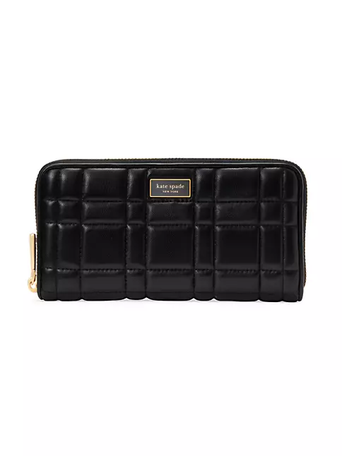 Women's Evelyn Quilted Leather Zip-Around Continental Wallet - Black