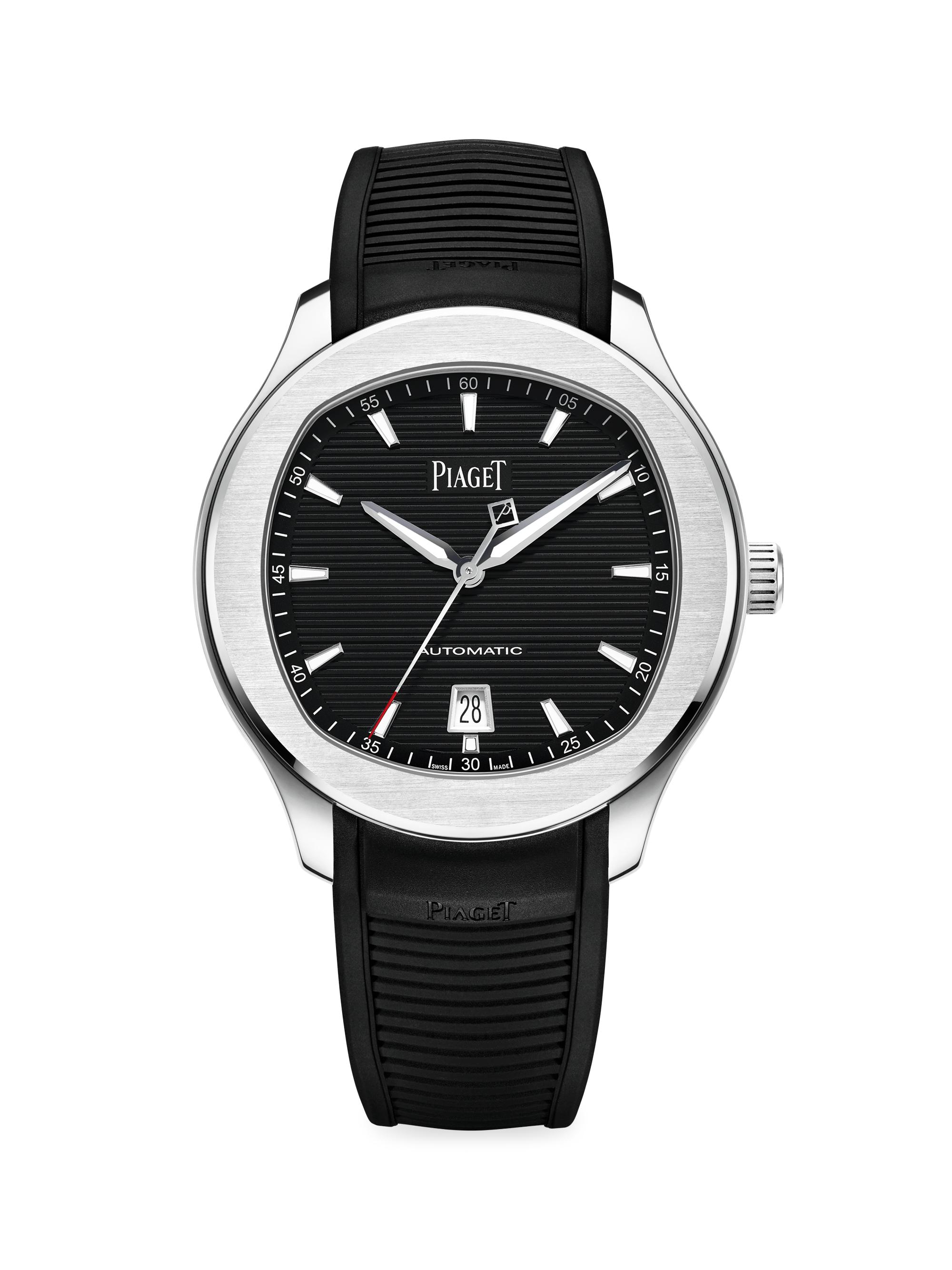 Piaget Women's  Polo Stainless Steel & Rubber Date Watch - Black