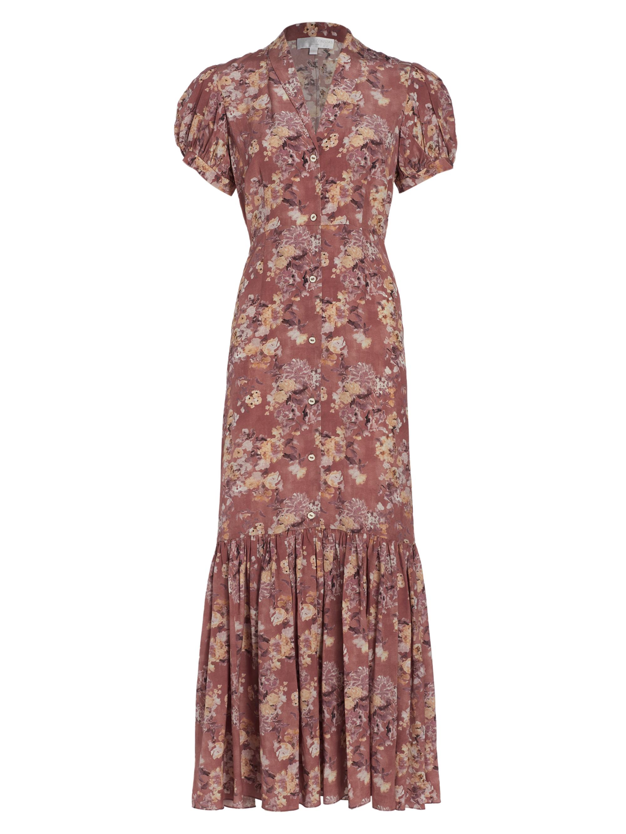 Caroline Constas Women's Nancy Floral Puff-Sleeve Maxi Dress - Mauve Summer Floral