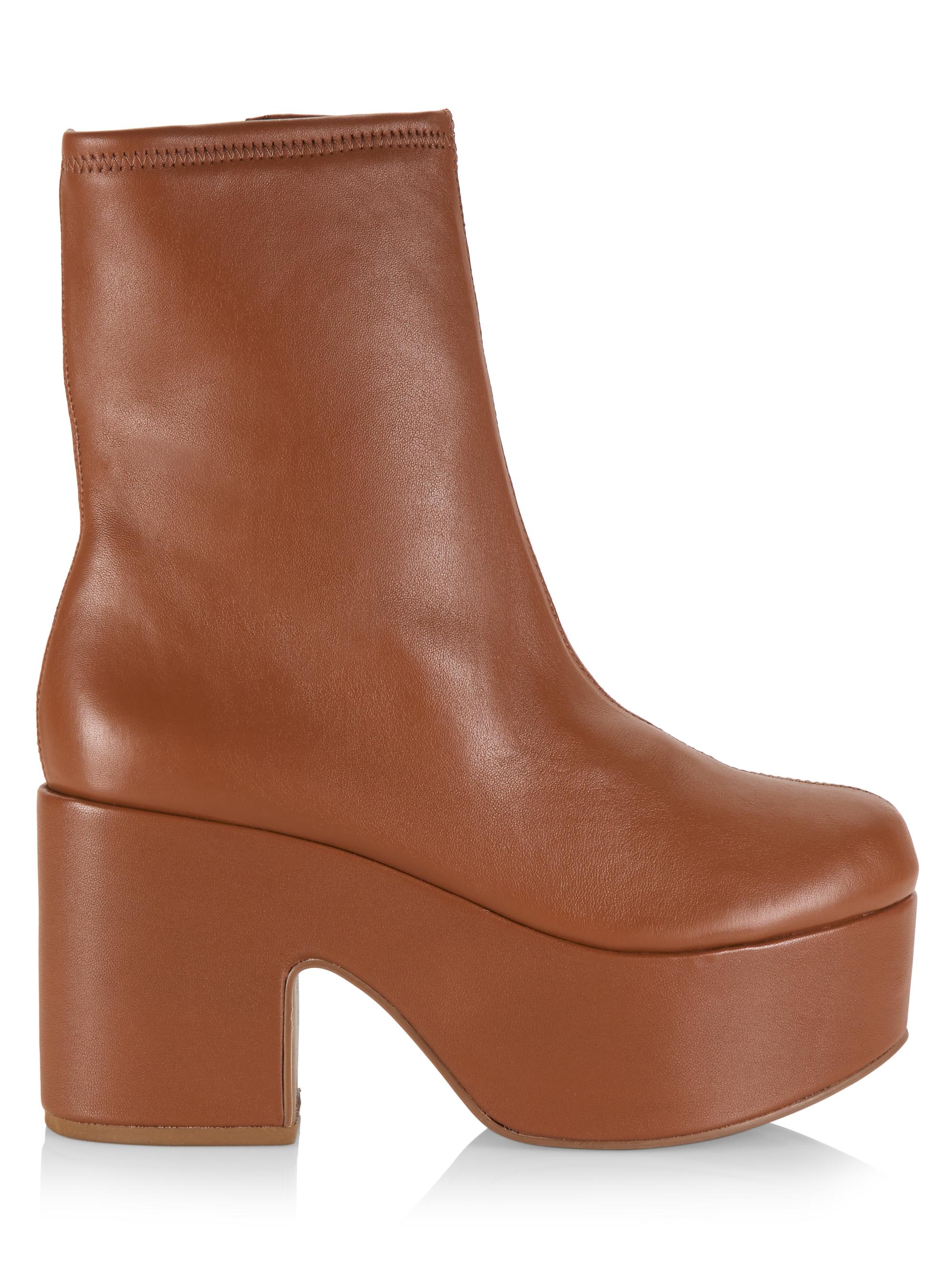 Larroudé Women's Miso Leather Platform Short Boots - Caramel