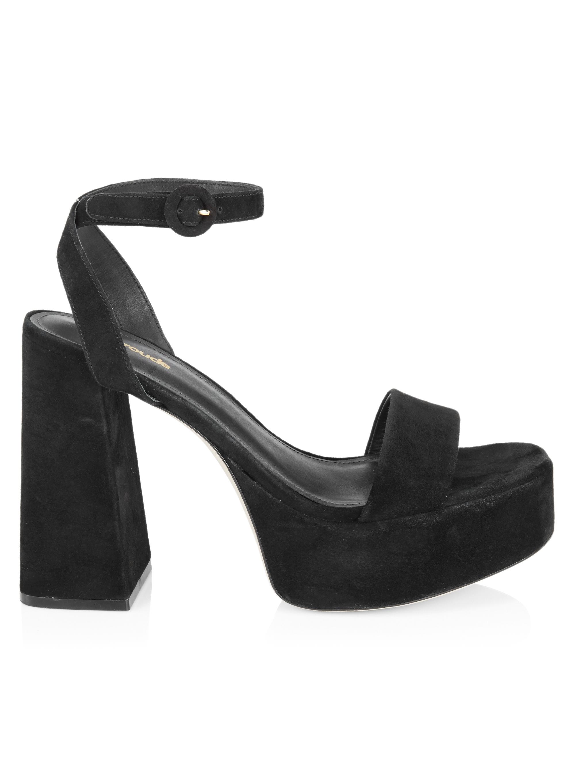 Larroudé Women's Dolly Suede Platform Sandals - Black