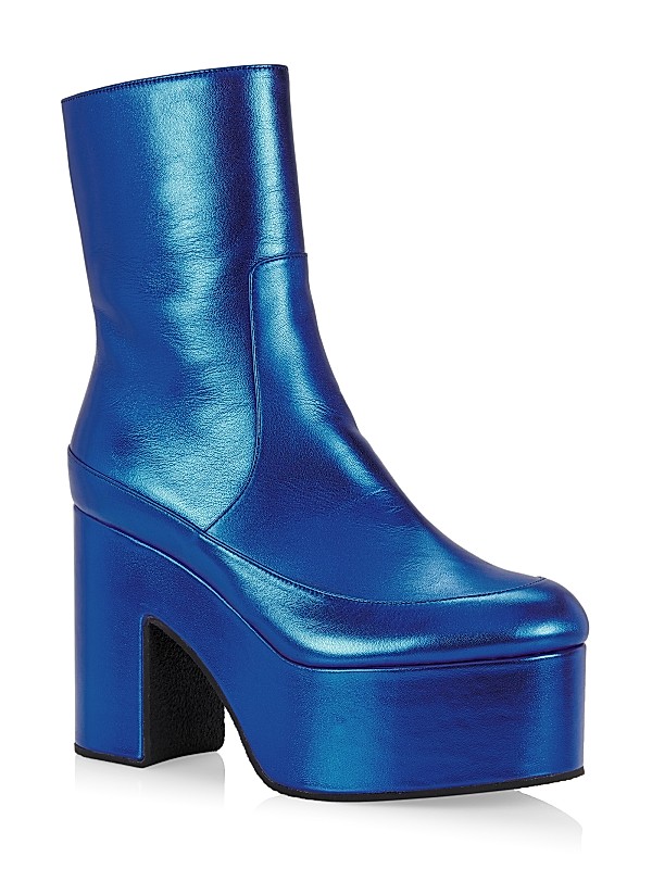 Shop Dries Van Noten Metallic Leather Platform Boots | Saks Shop Dries Van Noten Metallic Leather Platform Boots | Saks