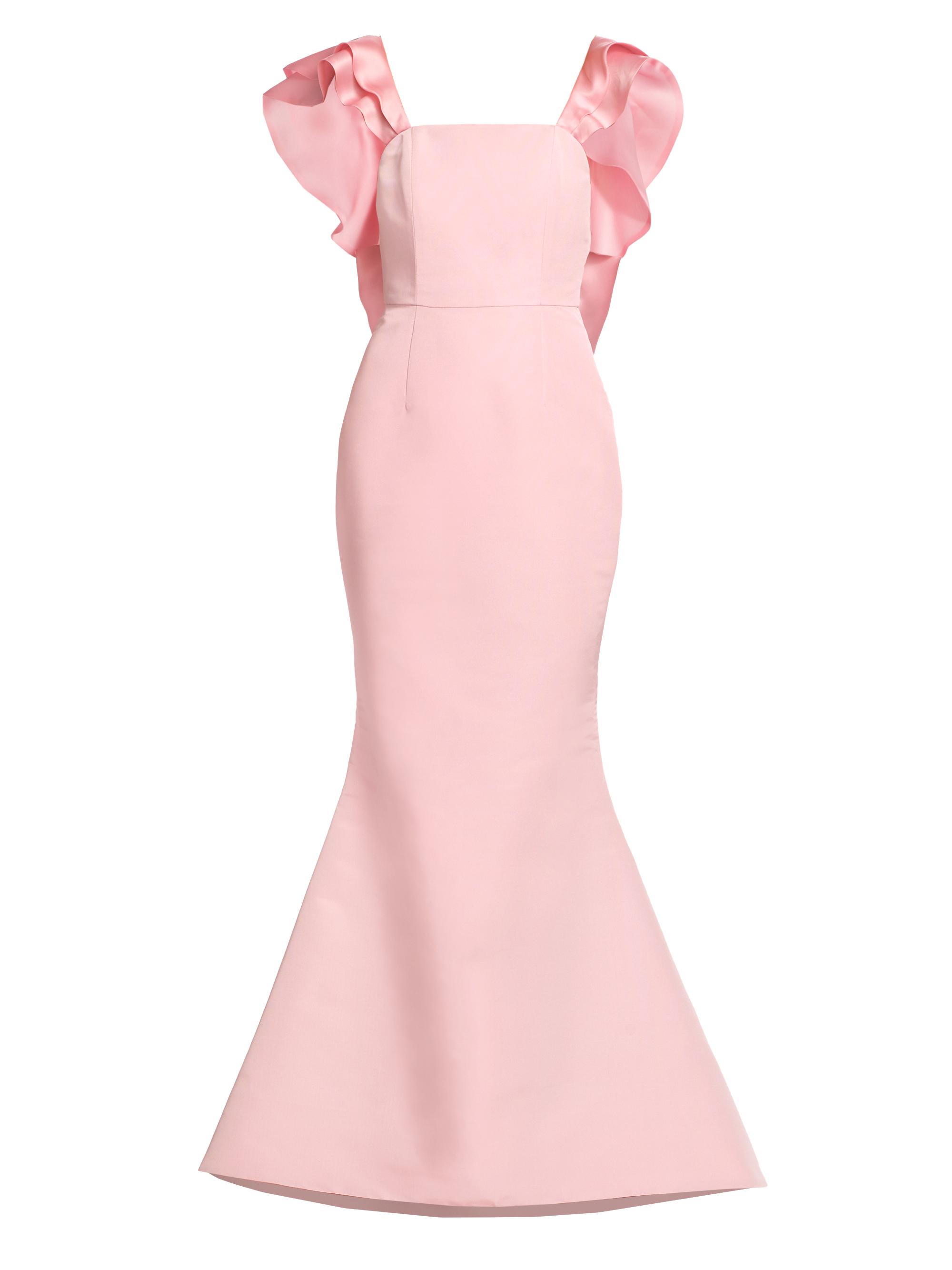 Alexia María Women's Amelie Silk Ruffled Bow-Back Mermaid Gown - Orchid Pink