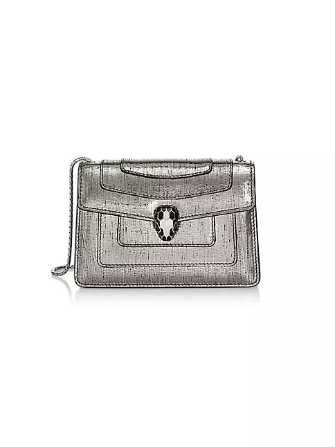 BVLGARI Serpenti Forever Leather Shoulder Bag in White