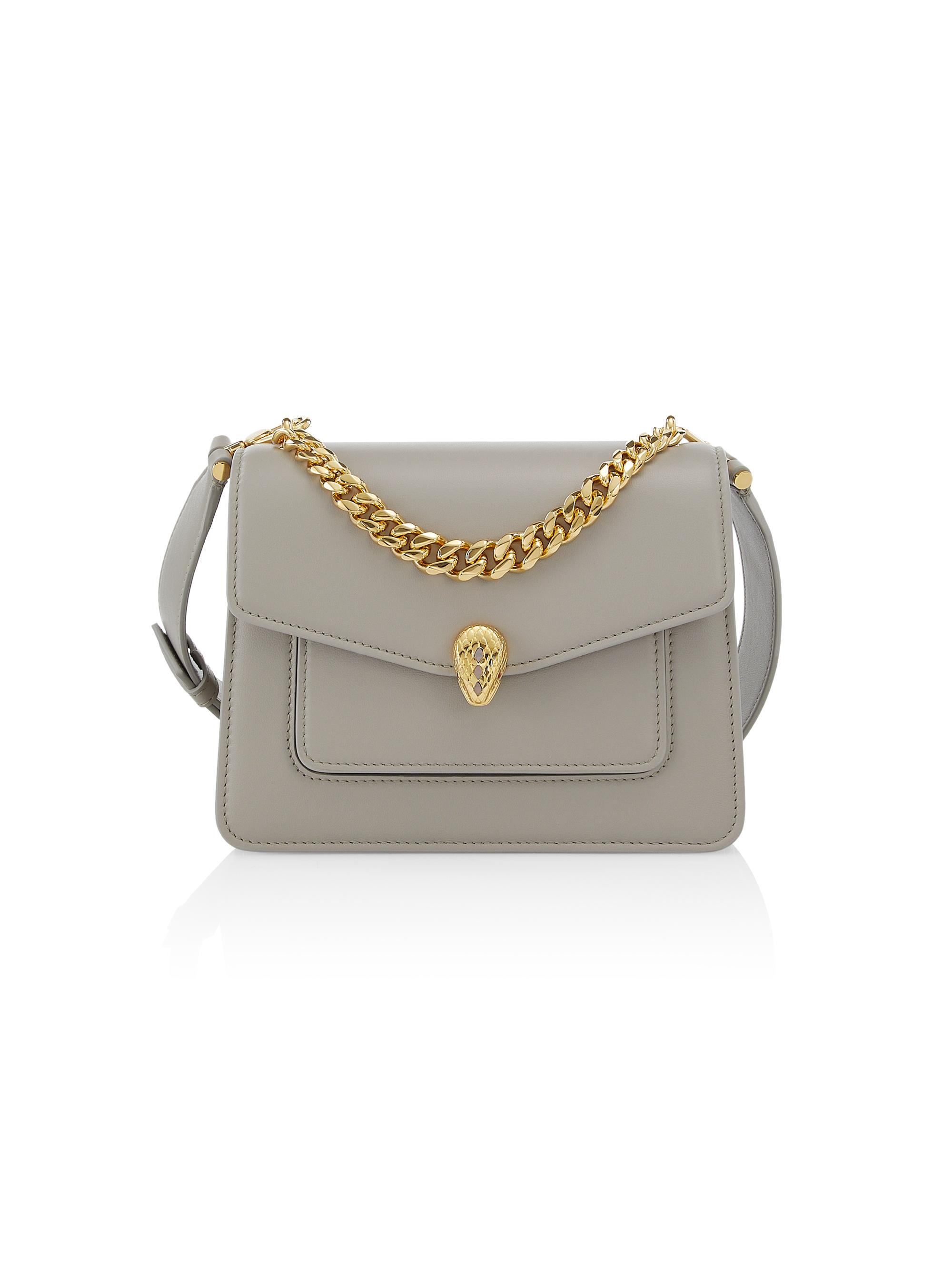 BVLGARI Women's Maxi Serpenti Leather Chain Crossbody Bag - Foggy Opal