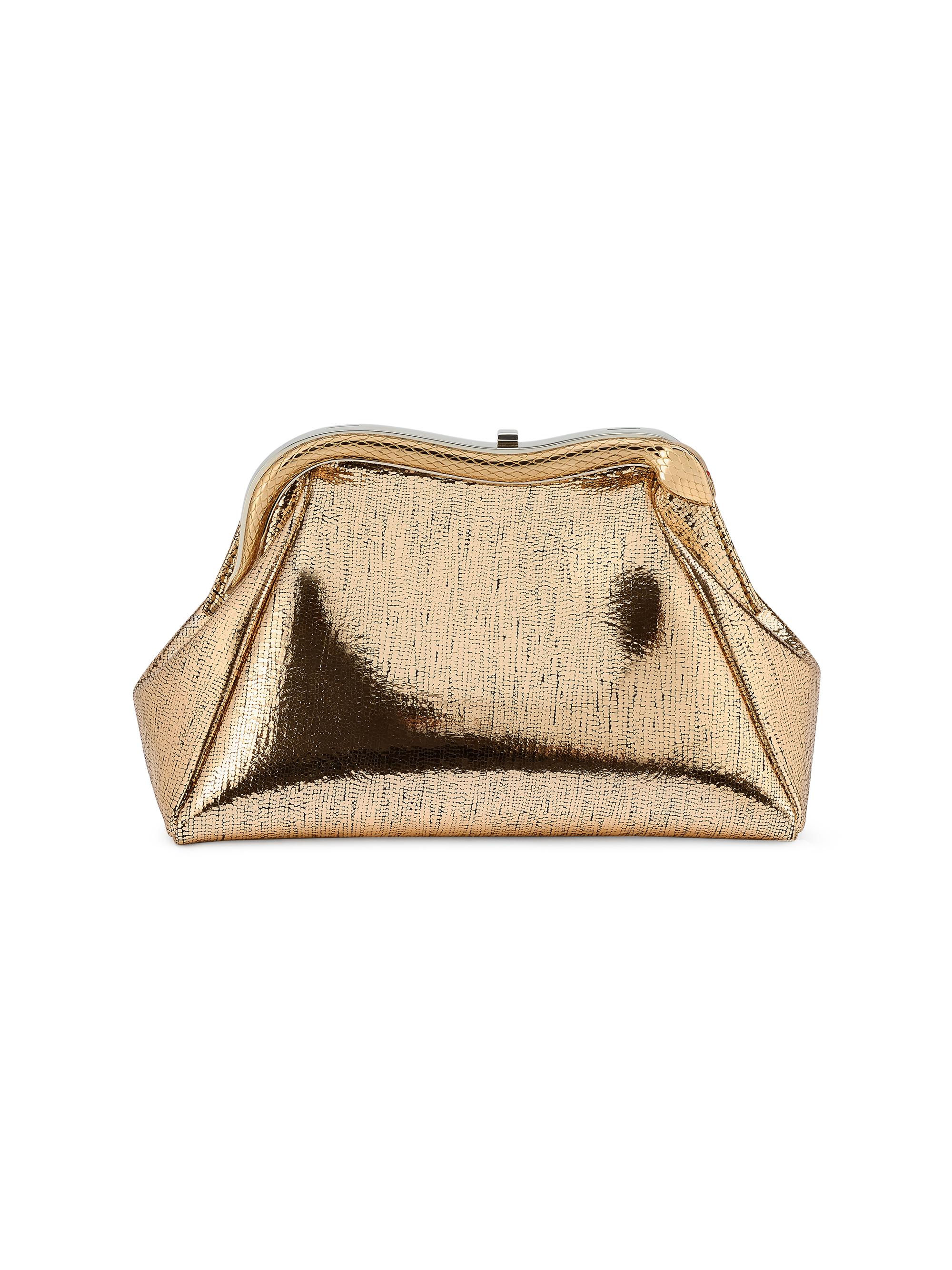 BVLGARI Women's Serpentine Metallic Leather Clutch - Light Gold