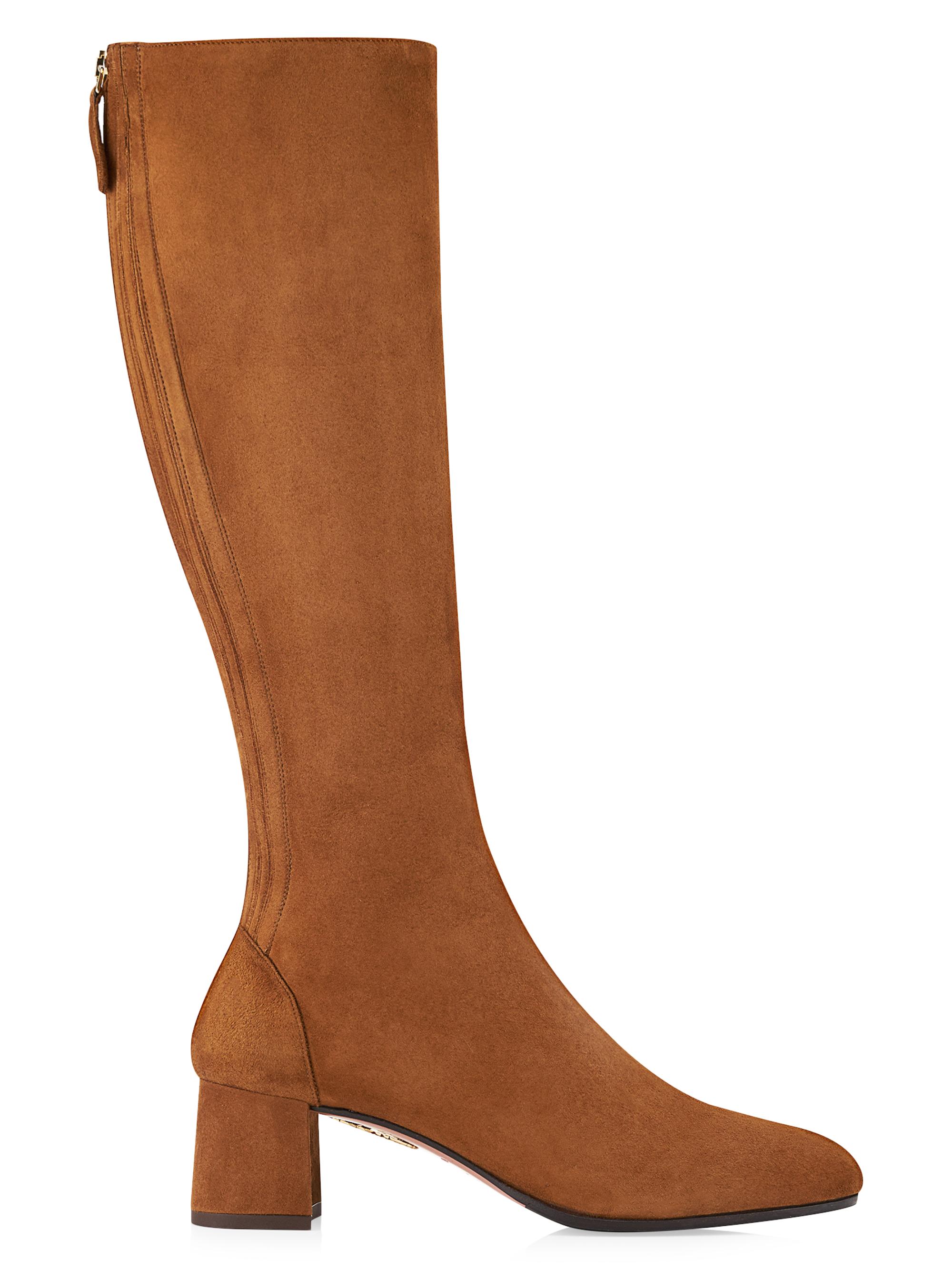Aquazzura Women's Saint Honore Suede Mid-Calf Boots - Cinnamon
