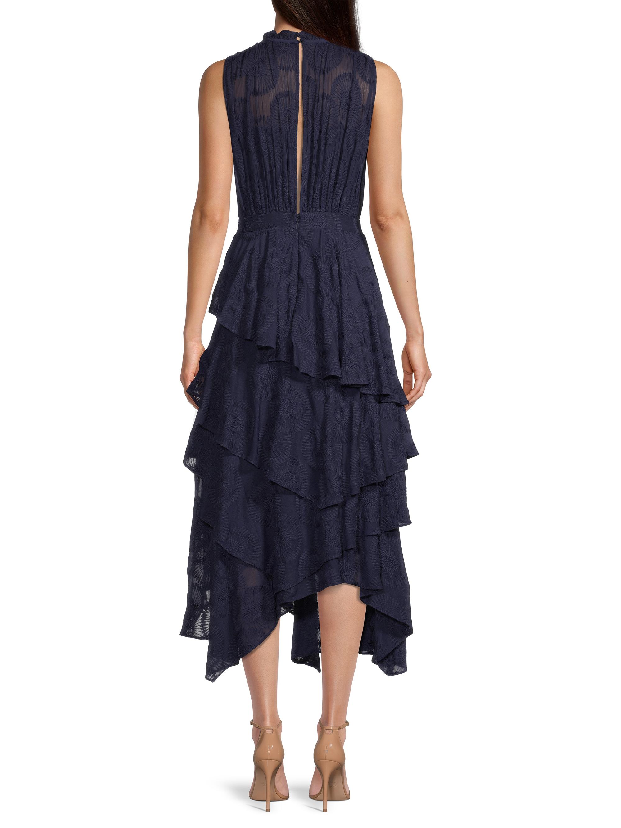 floryah embroidered midi dress with tiered skirt