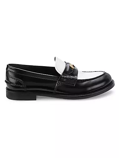 Colorblock Leather Penny Loafers