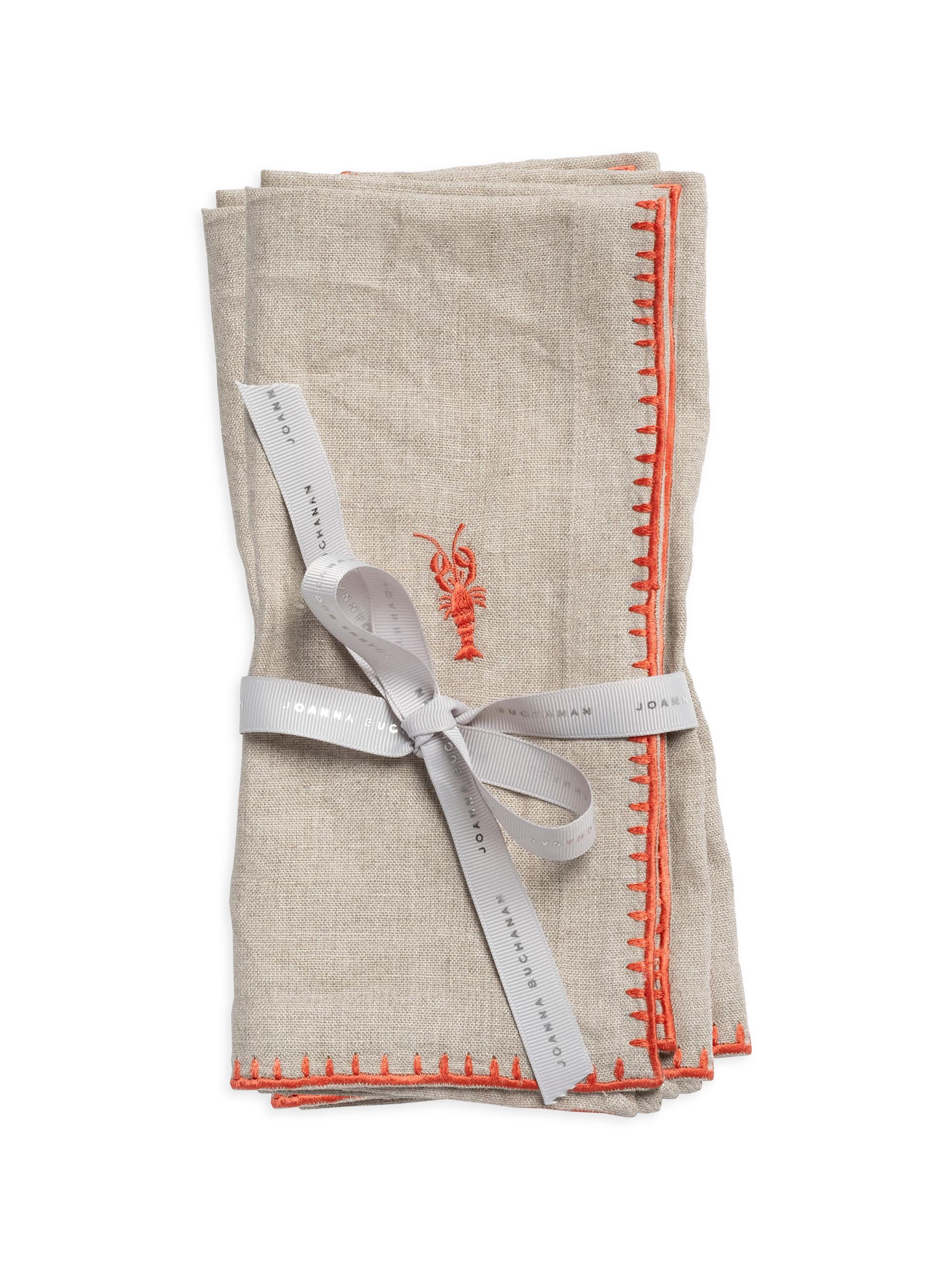 Lobster Embroidered Dinner Napkins, Set of 2