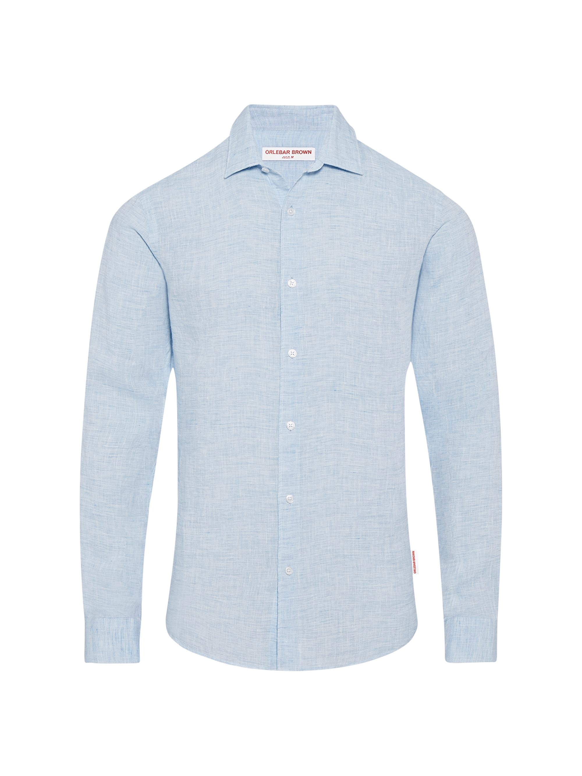 Orlebar Brown Men's Giles Linen Button-Front Sport Shirt - Pale Blue