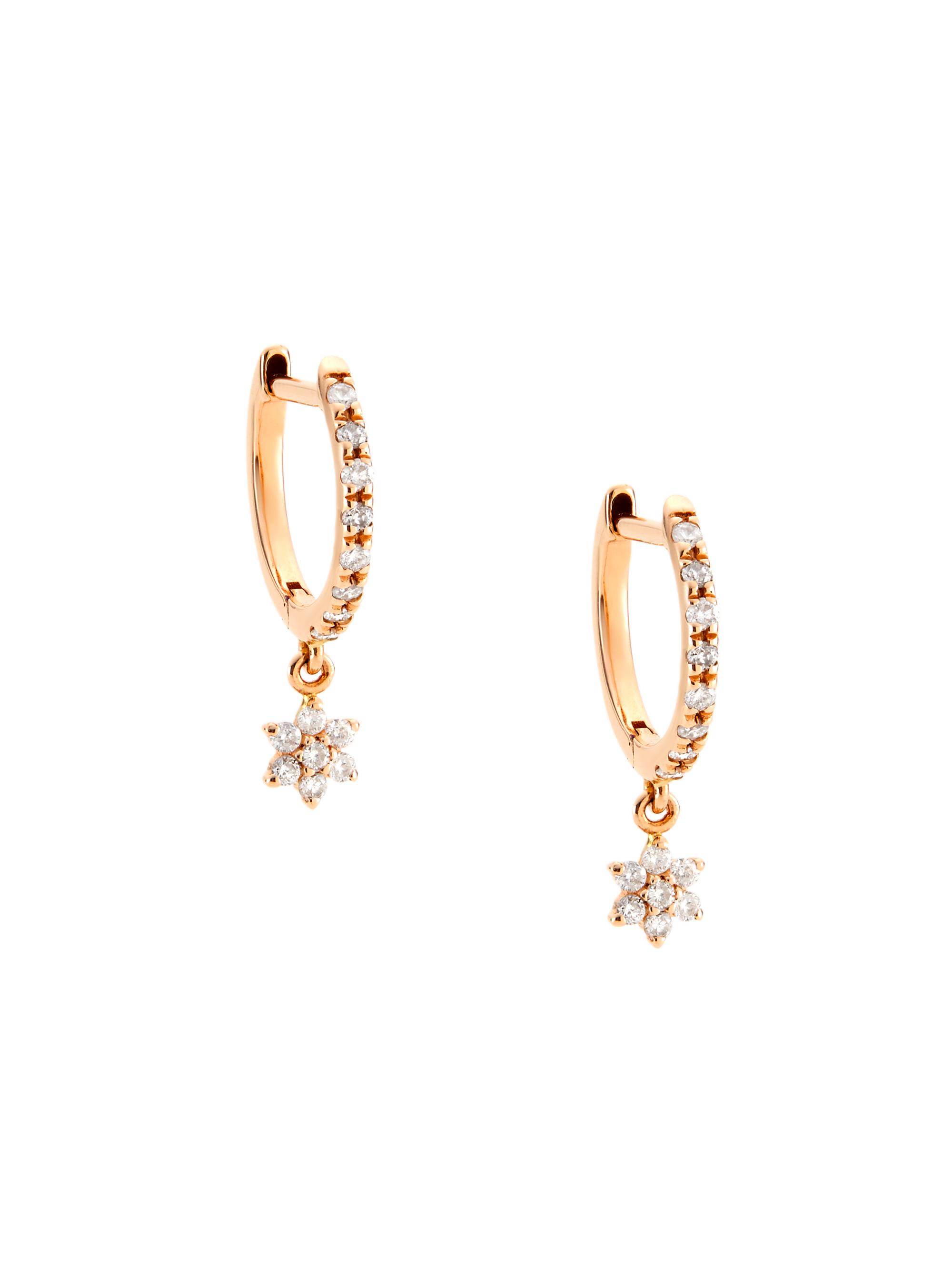 Ginette NY Women's Be Mine 18K Rose Gold & Diamond Star Drop Earring
