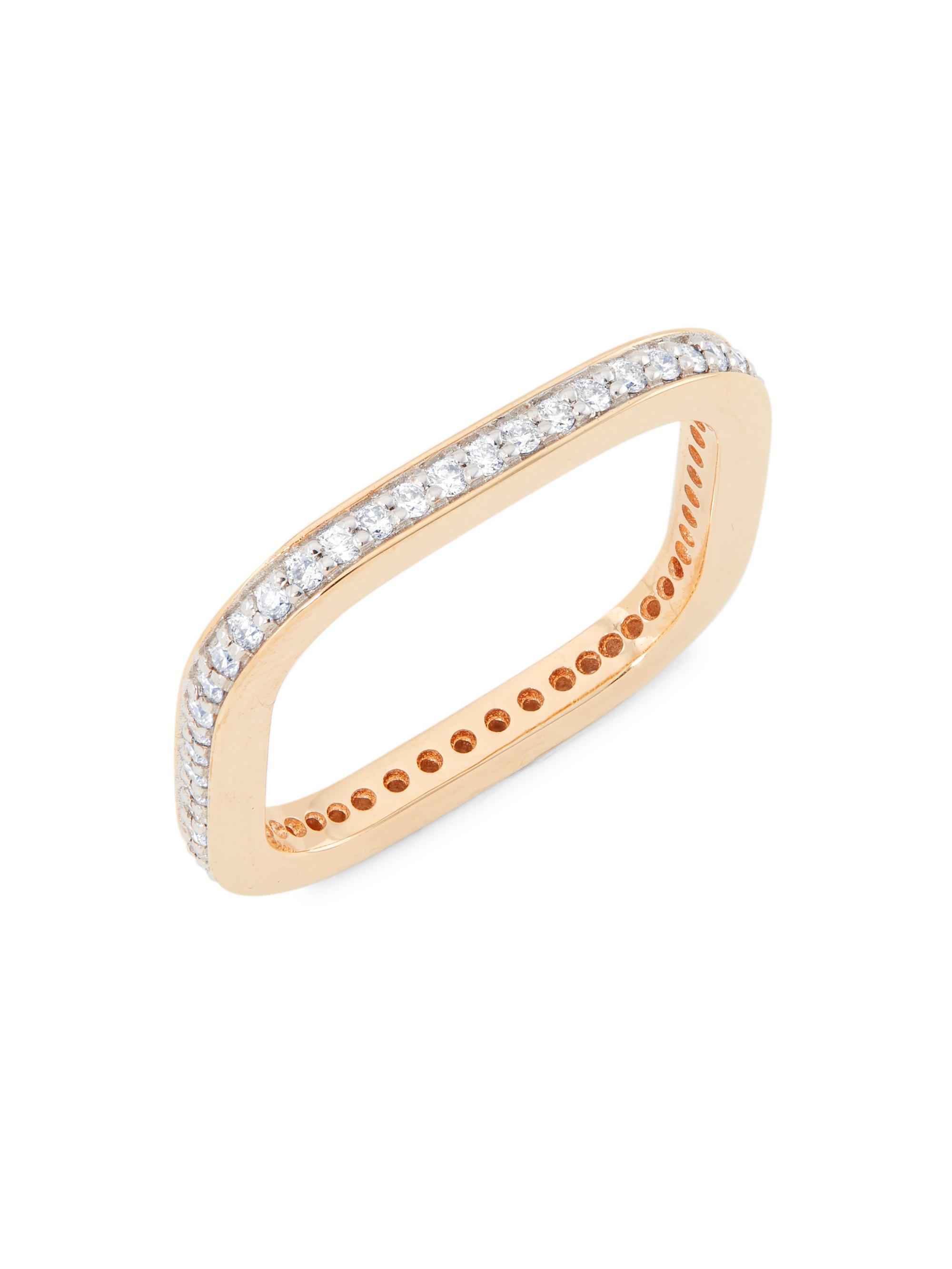 Ginette NY Women's 18K Rose Gold & Diamond Square Ring