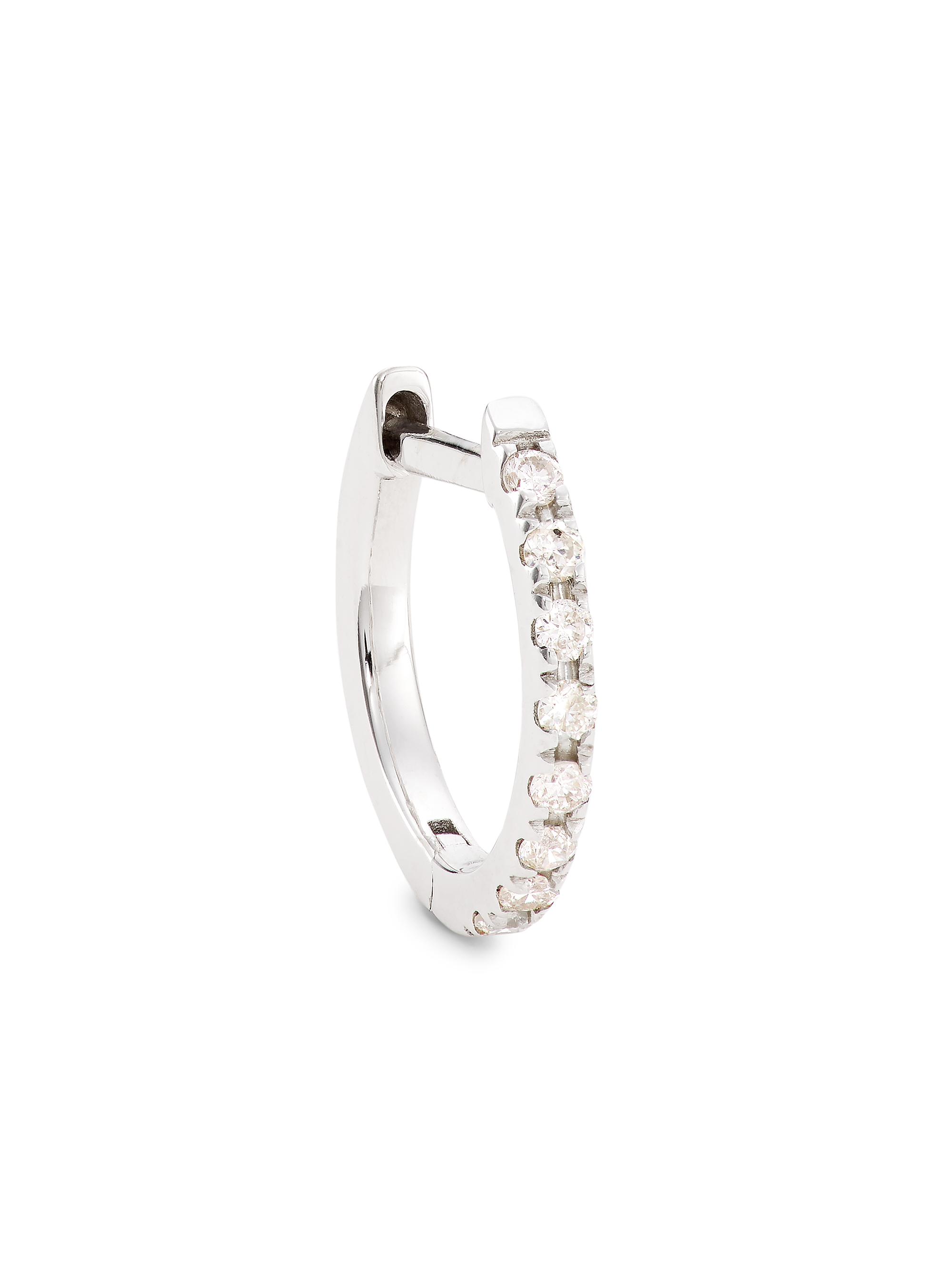 Ginette NY Women's Be Mine 18K White Gold & Diamond Huggie Hoop Earring