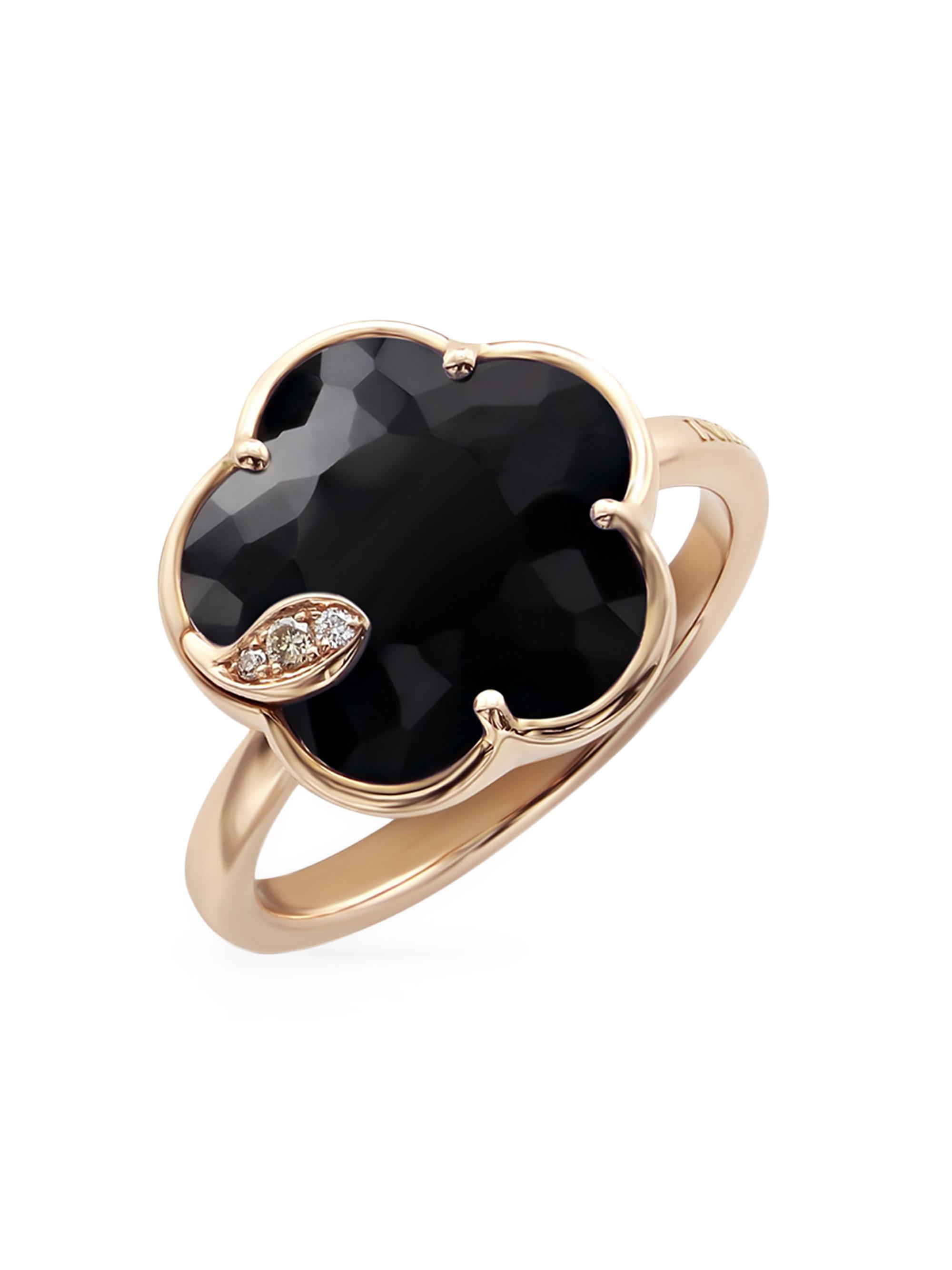 Pasquale Bruni Women's Petit Joli 18K Rose Gold, Black Onyx, & Diamond Flower Ring - Onyx