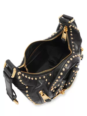 Moschino Biker high-shine leather bag - Black