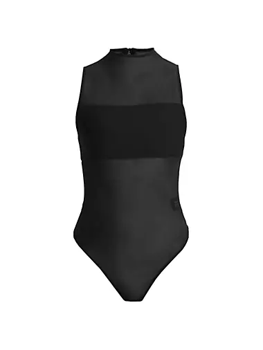 Sheer Mesh Cami Bodysuit - Black – Van De Vort