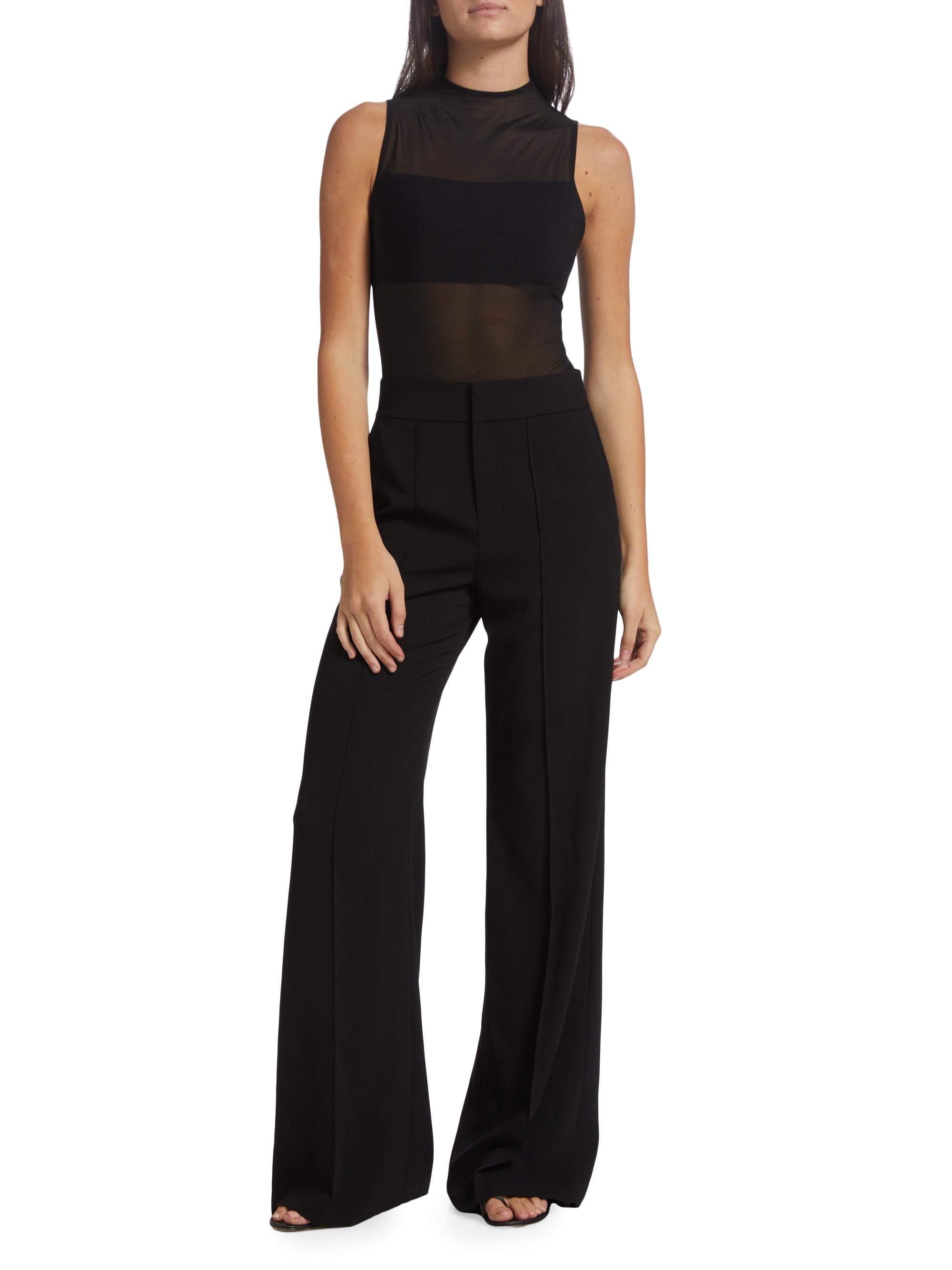 ALICE + OLIVIA Nichol Mesh Mock Turtleneck Bodysuit | Saks Fifth