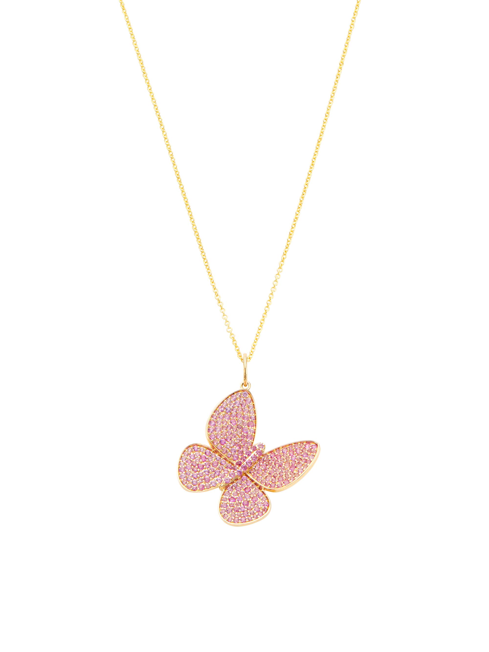 Nina Gilin Women's 14K Yellow Gold & Pink Sapphire Butterfly Pendant Necklace