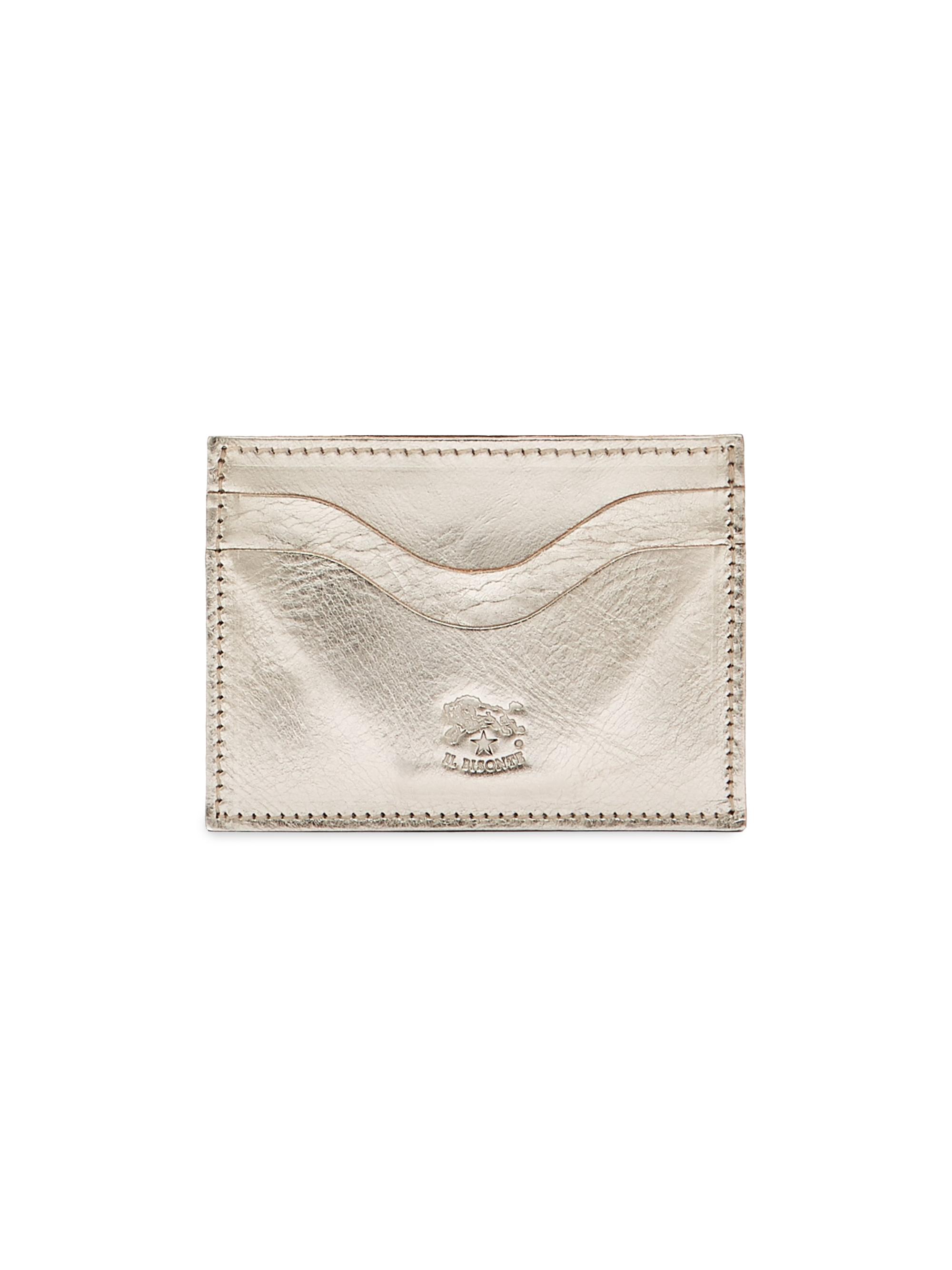 Il Bisonte Women's Salina Metallic Leather Card Case - Platino