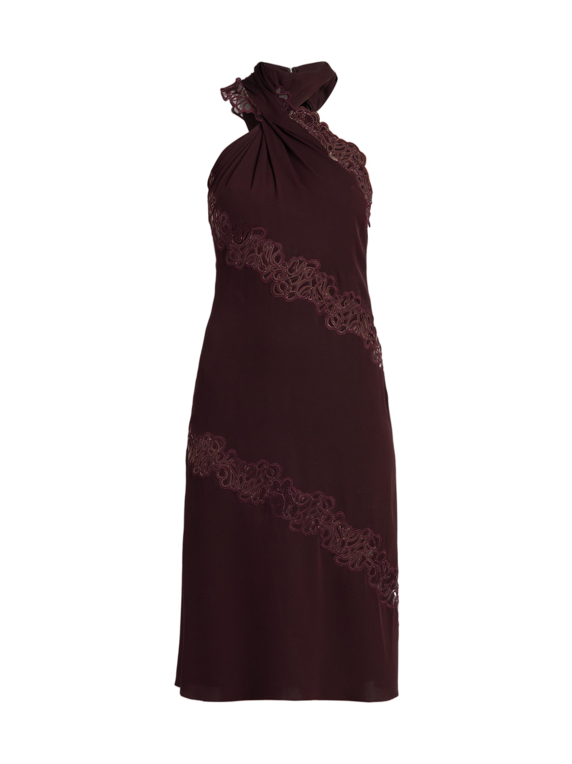 Stella McCartney Women's Halterneck Lace Slip Dress - Aubergine