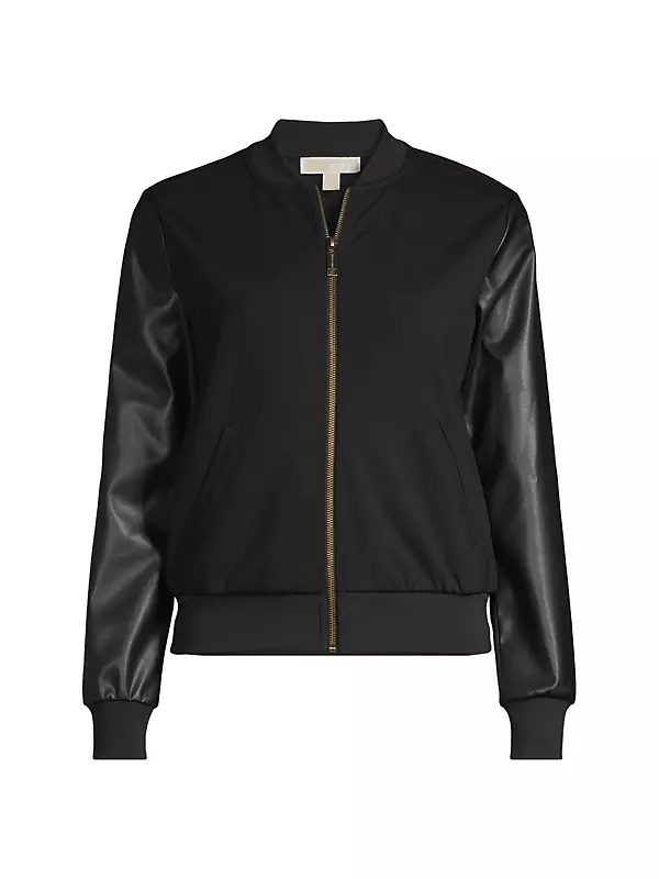 Mixed Material Bomber Jacket - Women - Ready-to-Wear