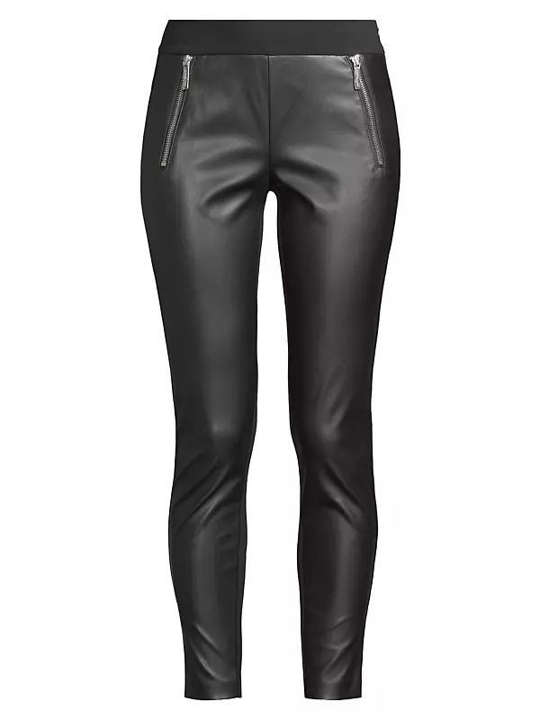 Shop MICHAEL Michael Kors Faux Leather Zip-Front Leggings