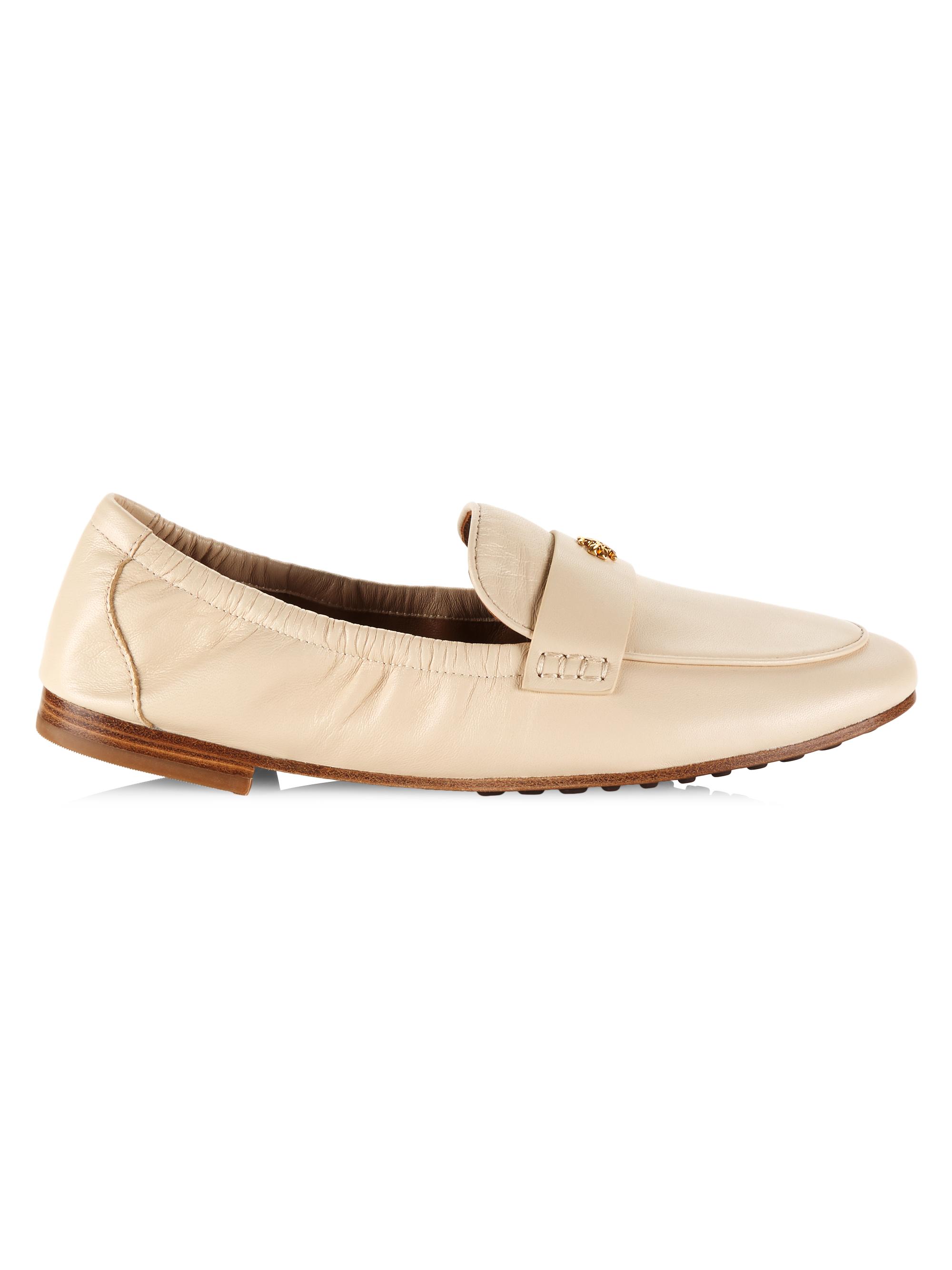 Tory Burch Women's Logo Leather Ballet Loafers - New Cream