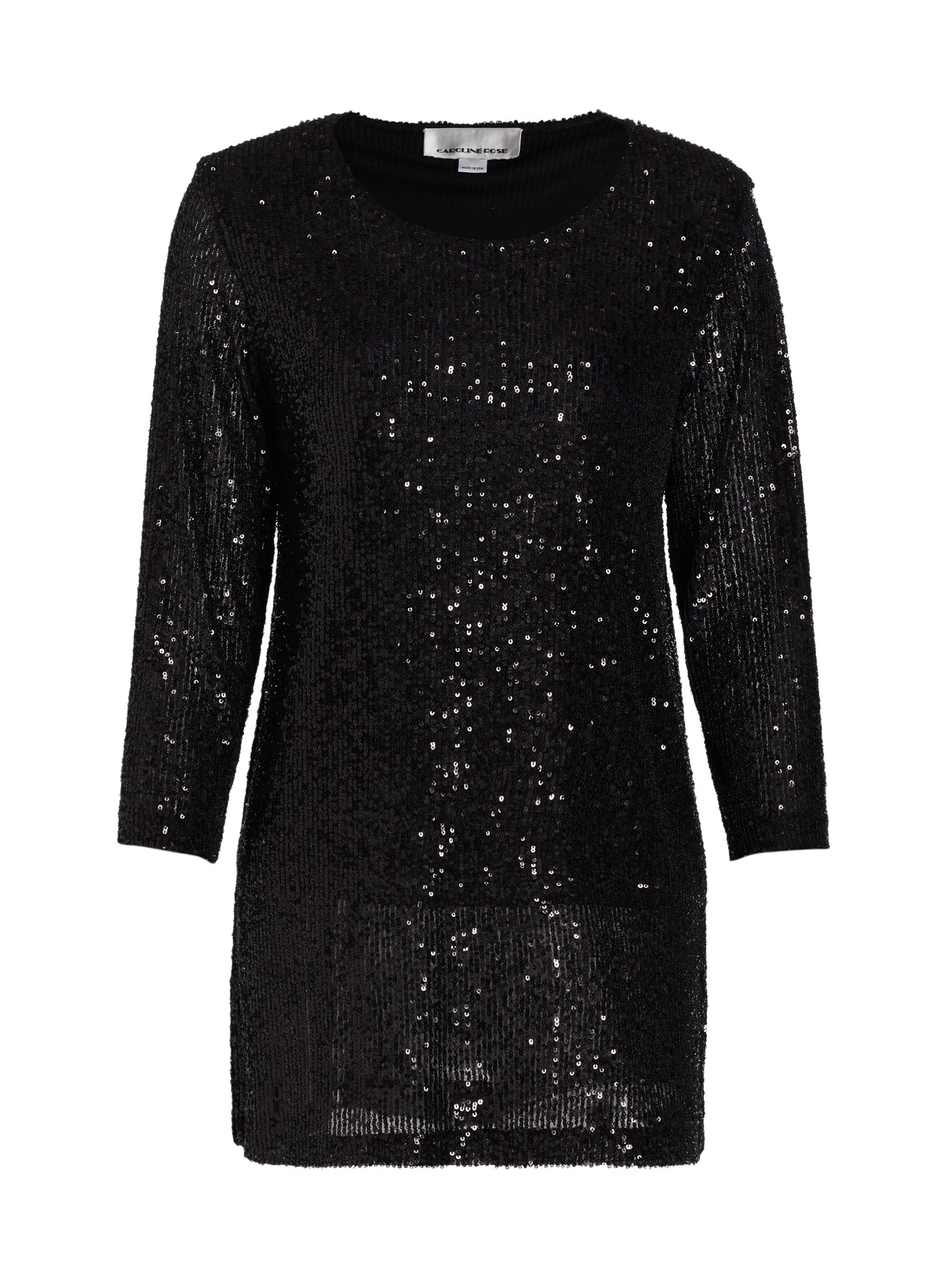 Caroline Rose Women's Sequined Easy Knit Tunic - Black