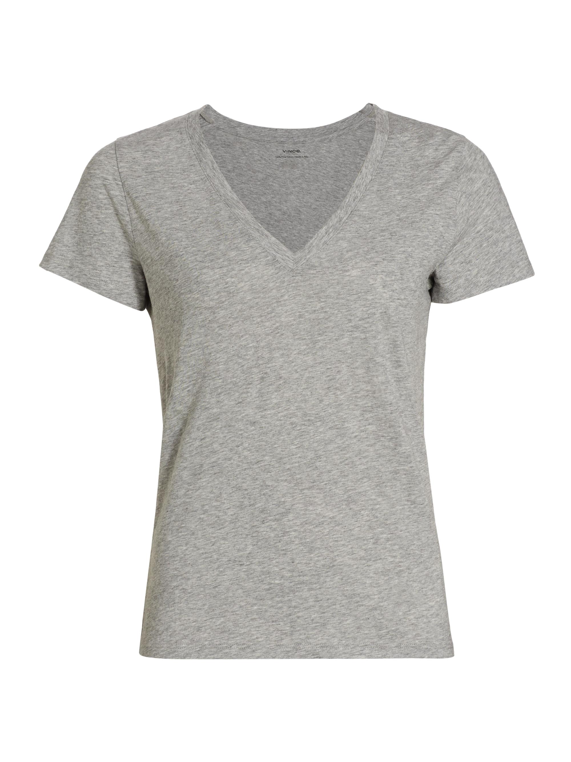 Vince Women's Plunging V-Neck T-Shirt - Heather Grey