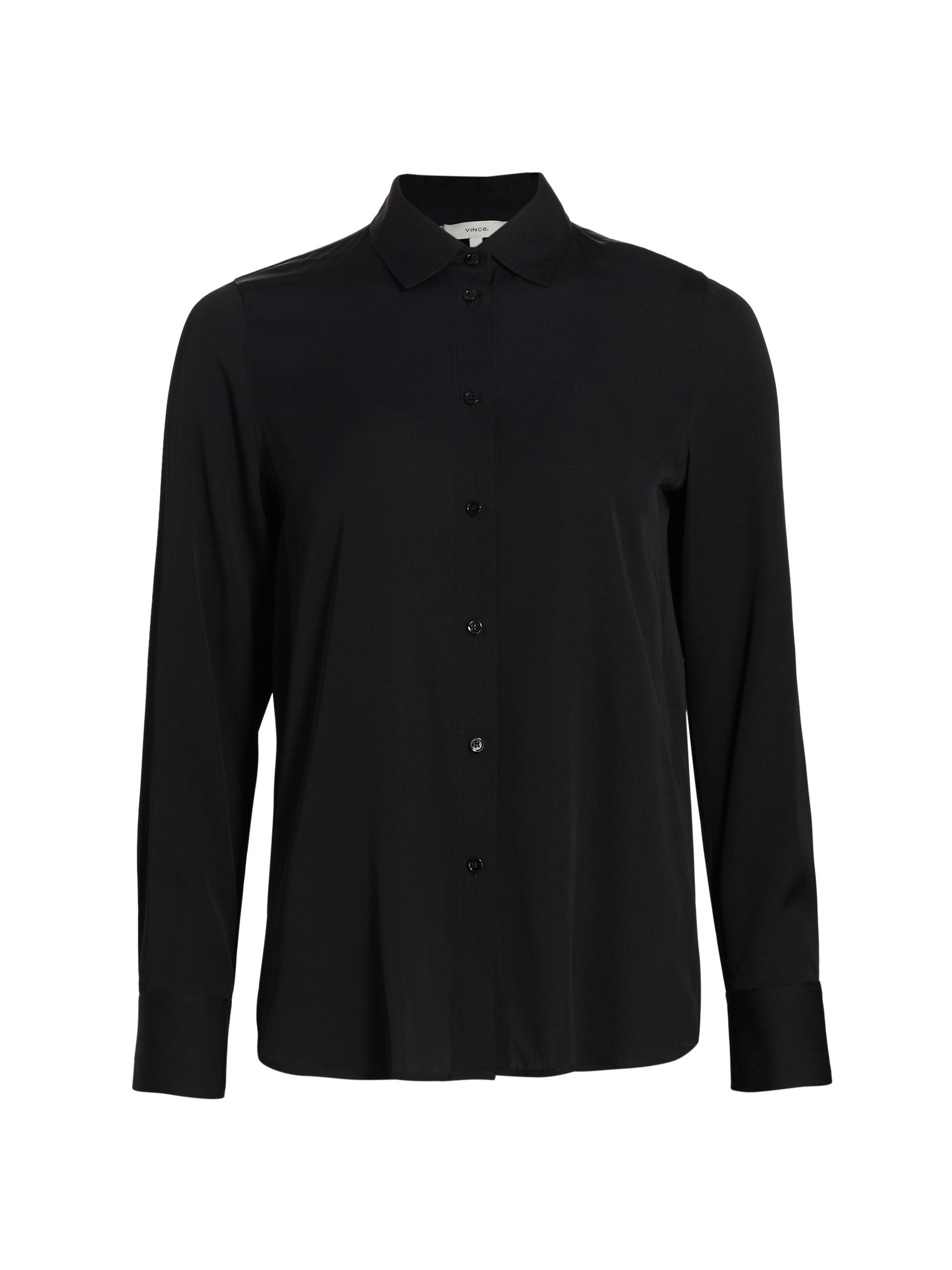 Vince Women's Silk-Blend Slim-Fit Blouse - Black