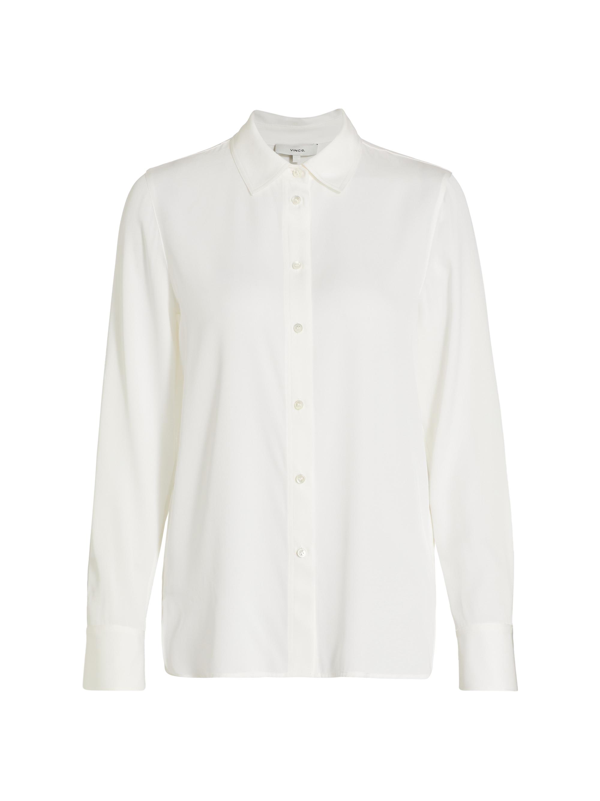 Vince Women's Silk-Blend Slim-Fit Blouse - Optic White