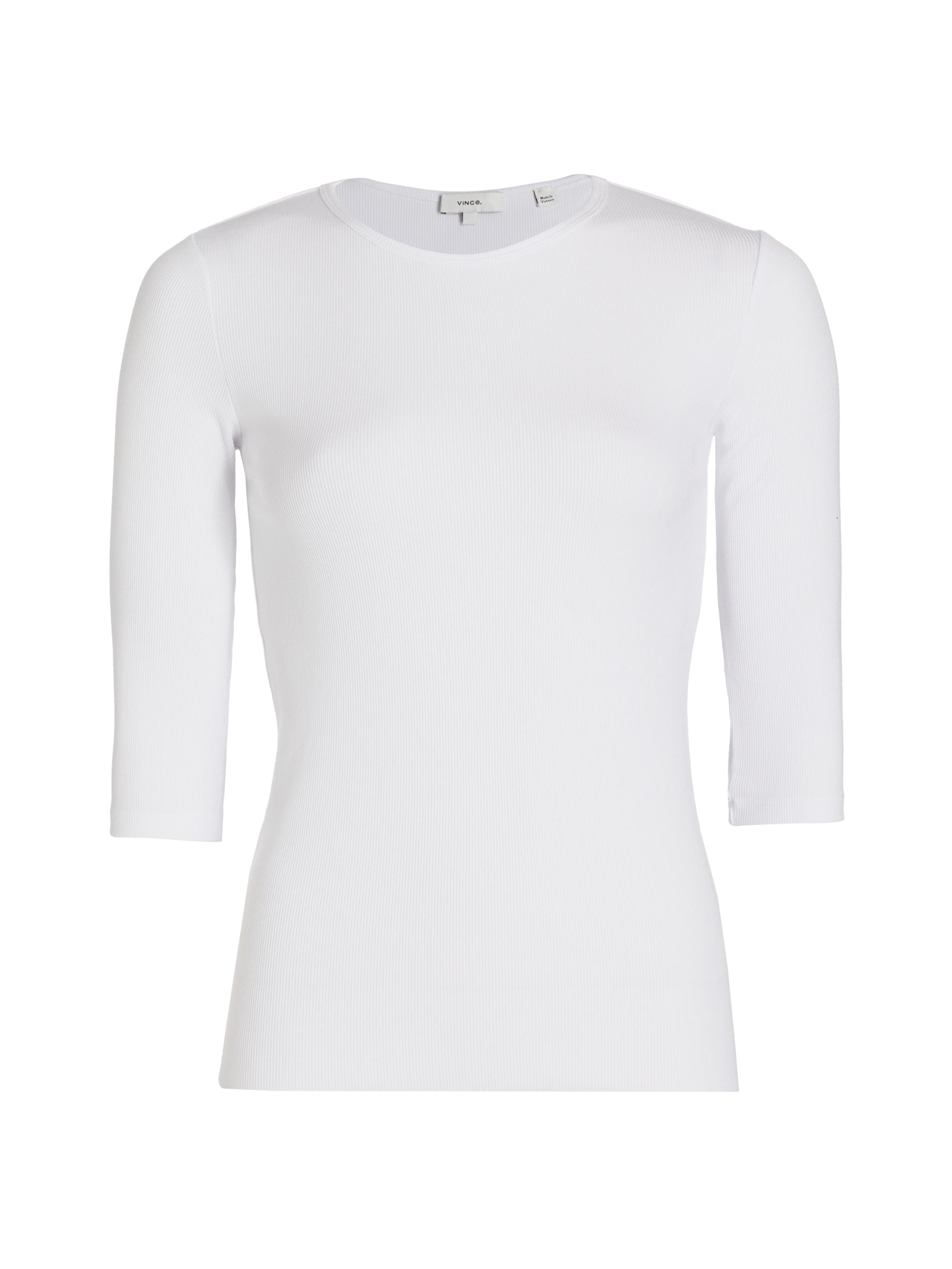 Vince Women's Elbow Sleeve Crewneck Top - Optic White