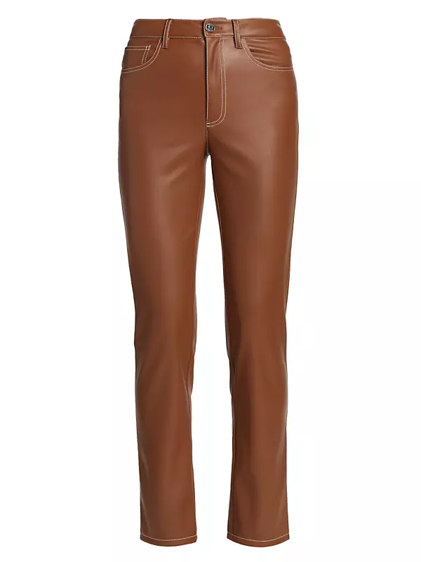 SBetro Solid Brown Faux Leather Pants Size S - 54% off