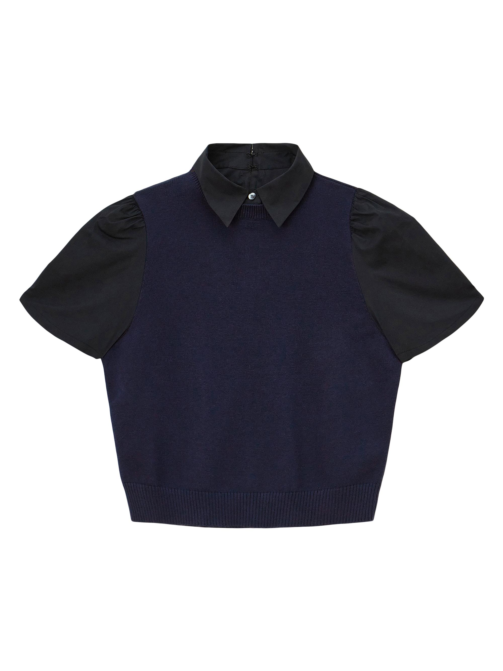 Staud Women's Arya Layered Mixed-Media Sweater - Navy Black