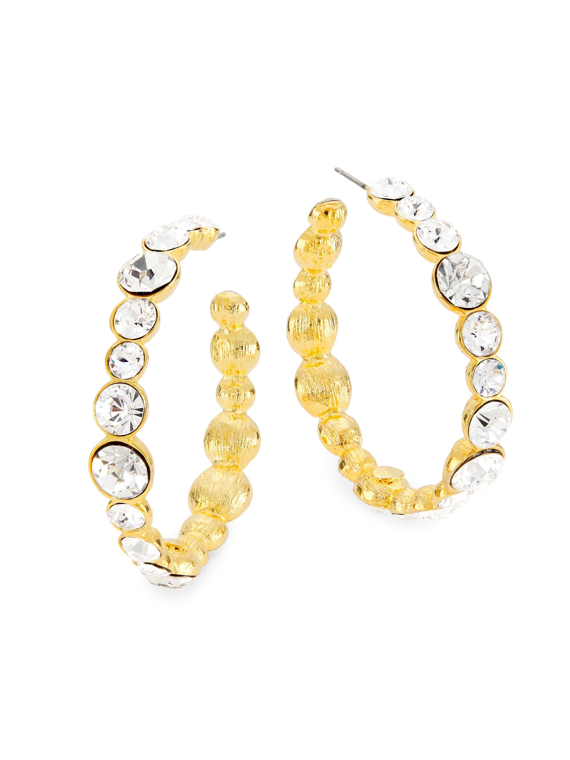 Kenneth Jay Lane Women's Goldtone & Crystal Hoop Earrings - Crystal