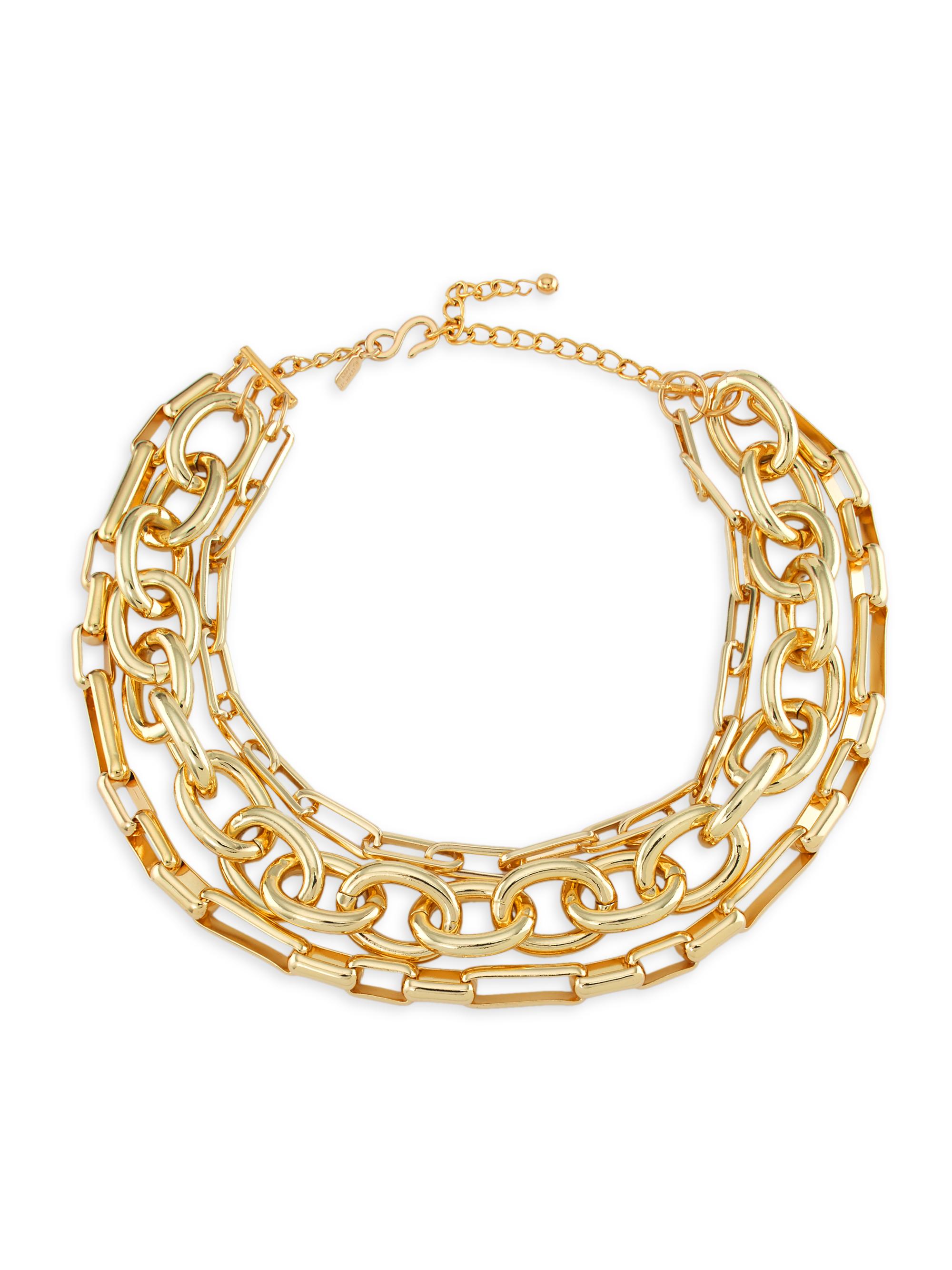 Kenneth Jay Lane Women's Three-Row 18K Gold-Plated Multi Chain-Link Necklace - Polished Gold