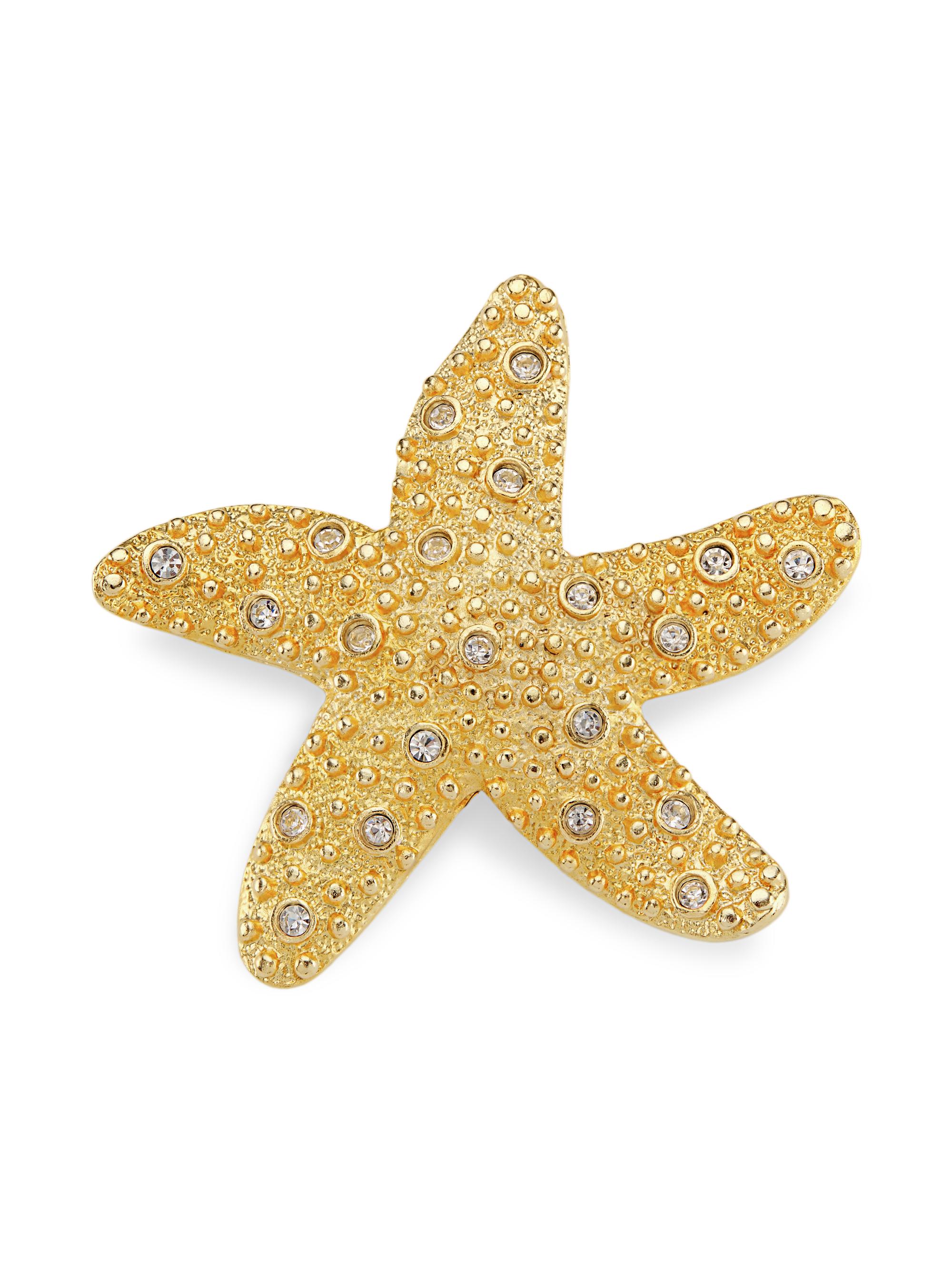 Kenneth Jay Lane Women's Starfish 22K Gold-Plate & Faux Crystal Pin - Gold Crystal